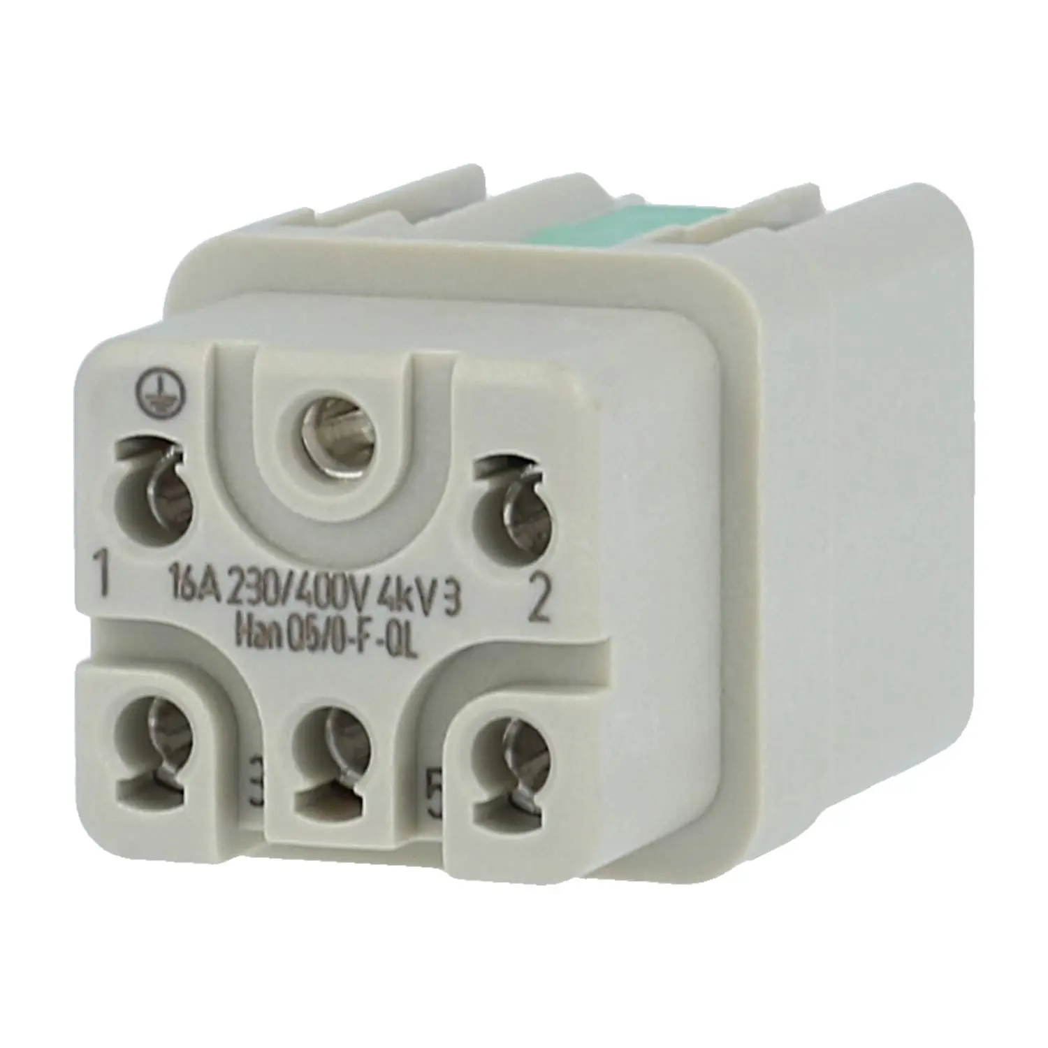 Produktfoto 1 von 09120052733 HARTING Han Q5/0 Buchseneinsatz (F) Quick-Lock-Anschluss, 5-polig+PE 230V/400V, 16A
