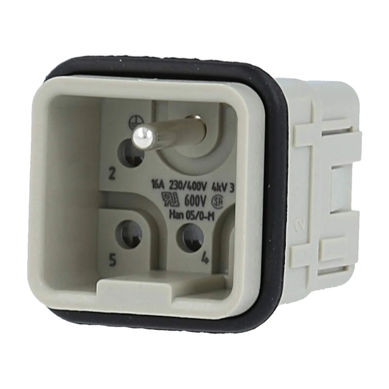 Produktfoto 1 von 09120053001 HARTING Han Q5/0 Stifteinsatz (M) Crimp- / Schraubanschluss (PE), 5-polig+PE 230V/400V, 16A