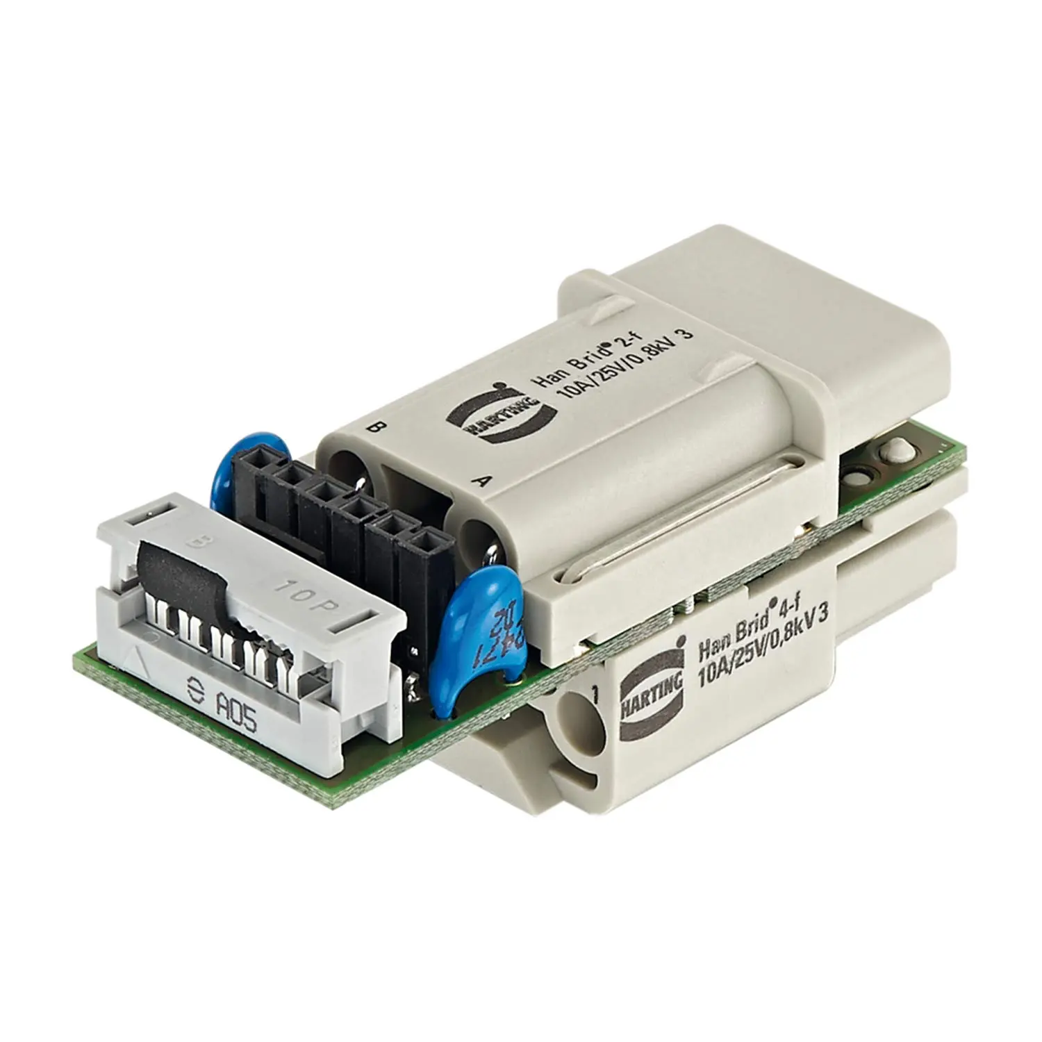 Produktfoto 1 von 09120062701 HARTING Han Brid-bu-c + Cu-Bus-Modul-bu-c Buchseneinsatz (F) Crimp- / Schneidklemmenanschluss, 6-polig 4/2 50V, 10A