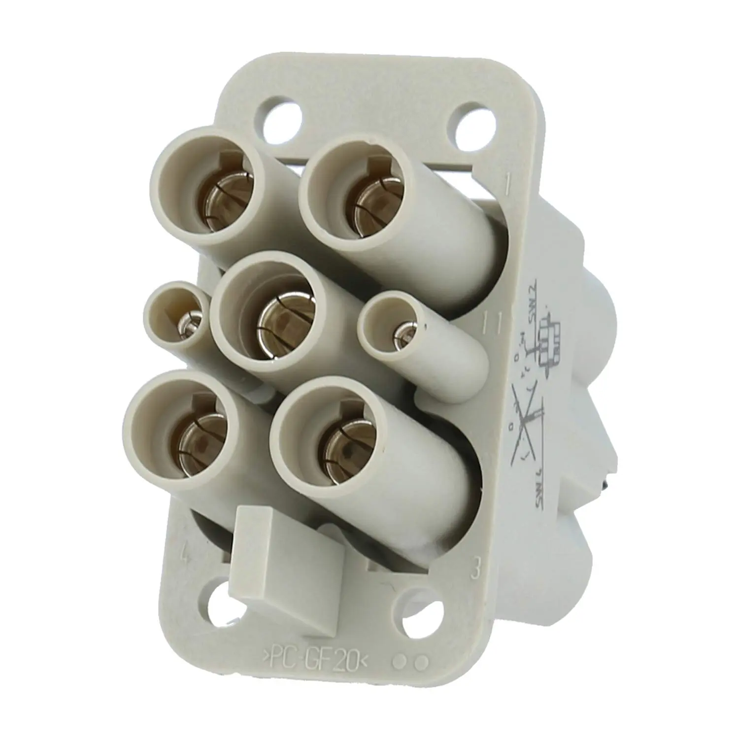 Produktfoto 1 von 09120062763 HARTING Han Q4/2 Buchseneinsatz (F) Axialschraub- / Quick-Lock-Anschluss, 6-polig 4/2+PE 400V/690V - 250V Steuerkontakt, 40A/10A