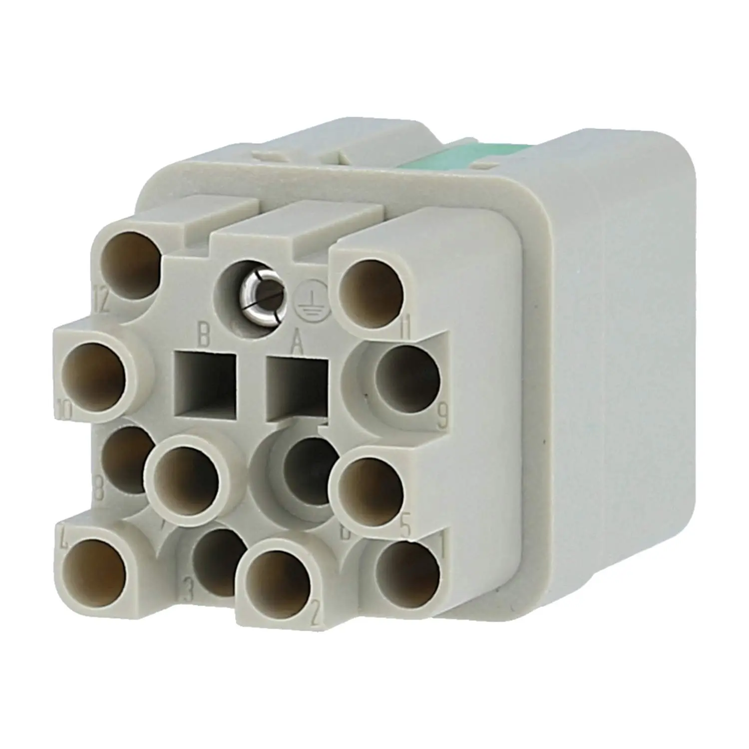 Produktfoto 1 von 09120123101 HARTING Han Q12/0 Buchseneinsatz (F) Crimp- / Quick-Lock-Anschluss (PE), 12-polig+PE 400V, 10A