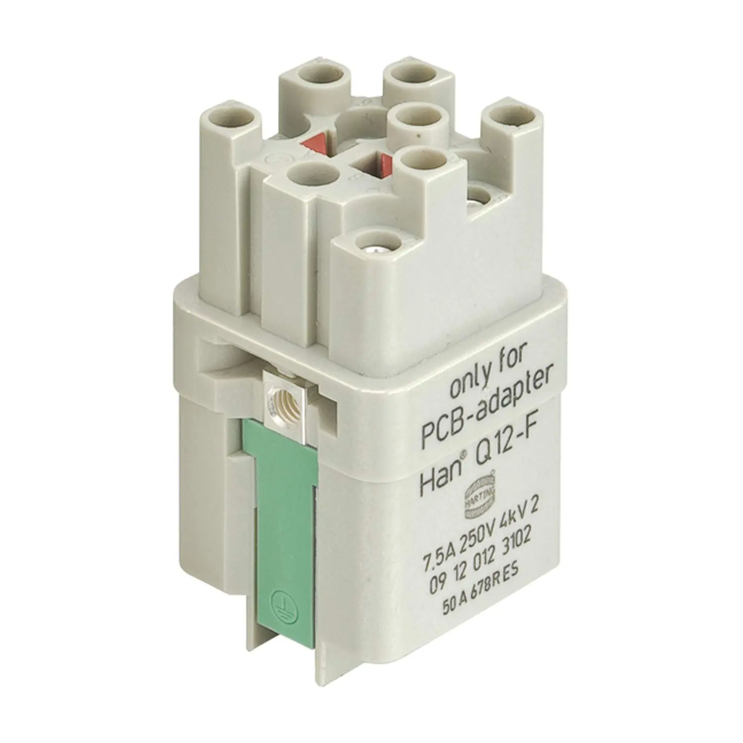 Produktfoto 1 von 09120123102 HARTING Han Q12/0 Buchseneinsatz (F) Crimp- / Quick-Lock-Anschluss (PE), 12-polig+PE 250V, 7,5A