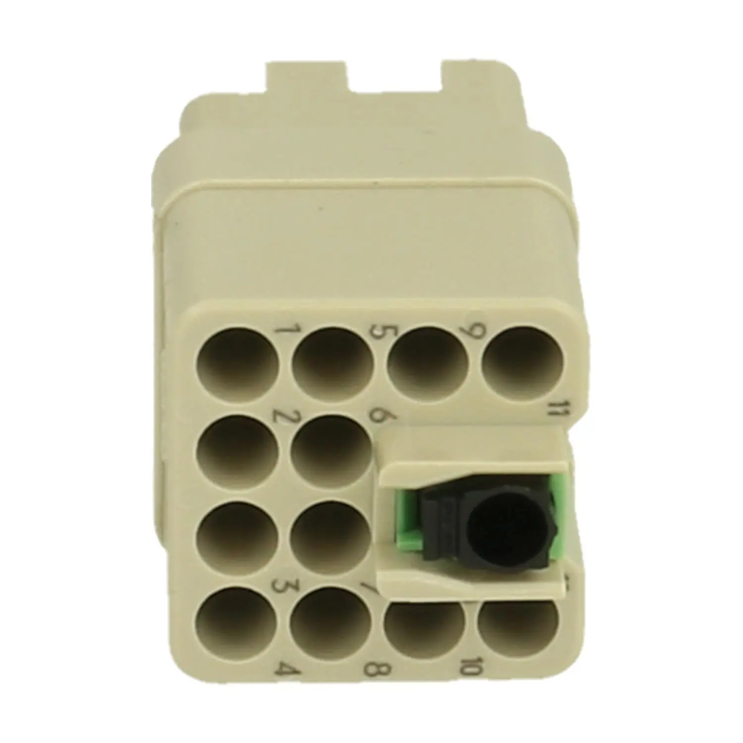 Produktfoto 1 von 09120123104 HARTING Han Q12/0 Buchseneinsatz (F) Crimp- / Quick-Lock-Anschluss (PE), 12-polig+PE 400V, 10A