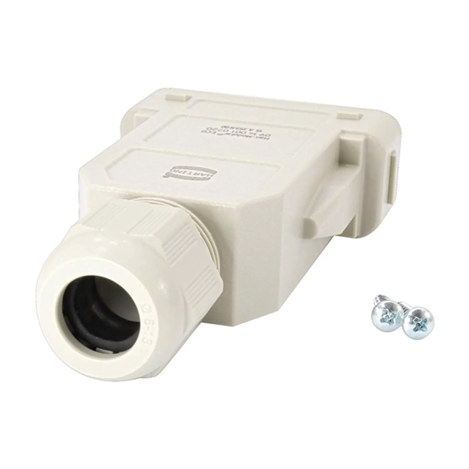Produktfoto 1 von 09140010720 HARTING Han Modular ECO Kupplungsgehäuse, 1 gerader Kabelabgang, für 2 Klammern (am Oberteil) Klemmbereich 6,0mm - 13,0mm
