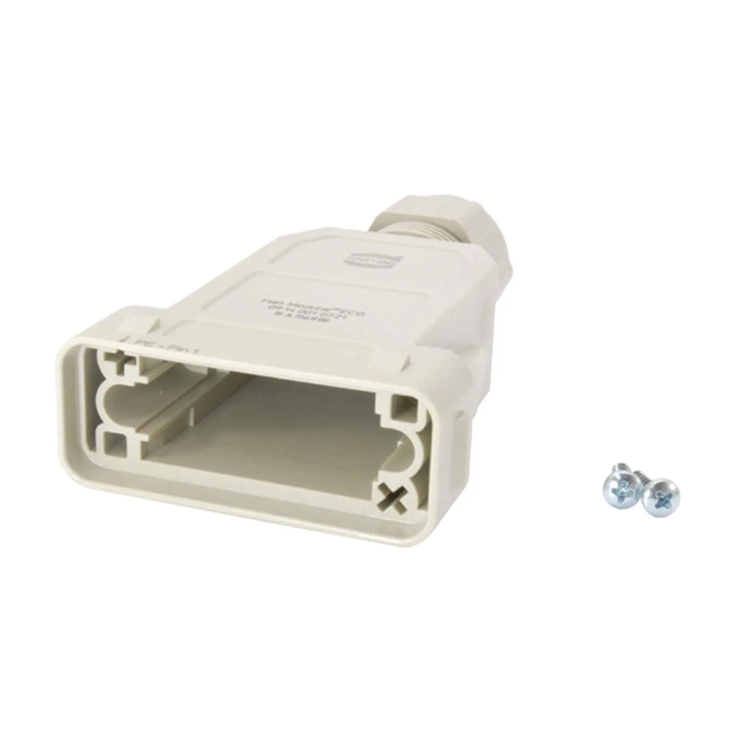 Produktfoto 1 von 09140010721 HARTING Han Modular ECO Kupplungsgehäuse, 1 gerader Kabelabgang, für 2 Klammern (am Oberteil) Klemmbereich 6,0mm - 13,0mm