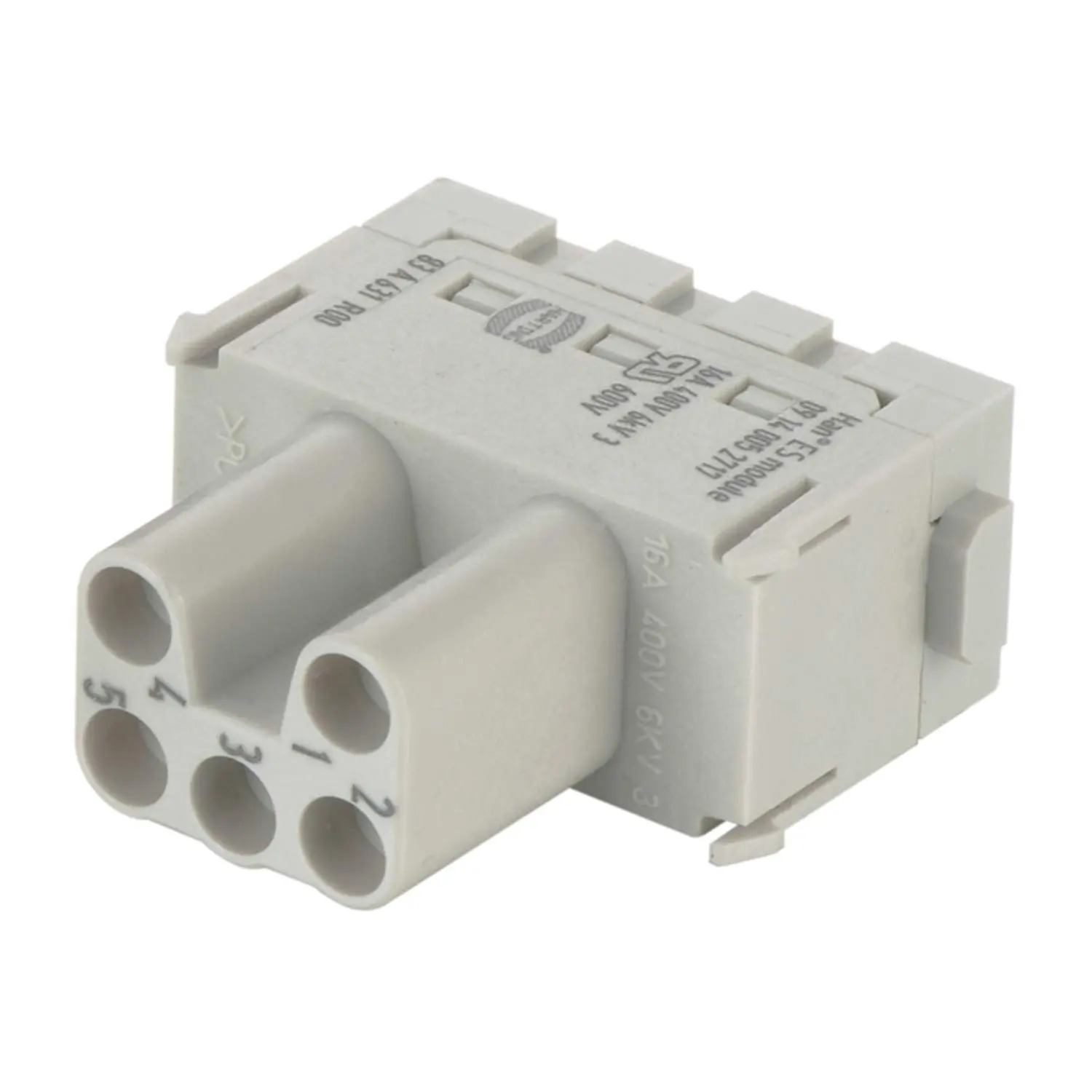 Produktfoto 1 von 09140052717 HARTING Han ES Modul Buchseneinsatz (F) Käfigzugfederanschluss, 5-polig 400V, 16A