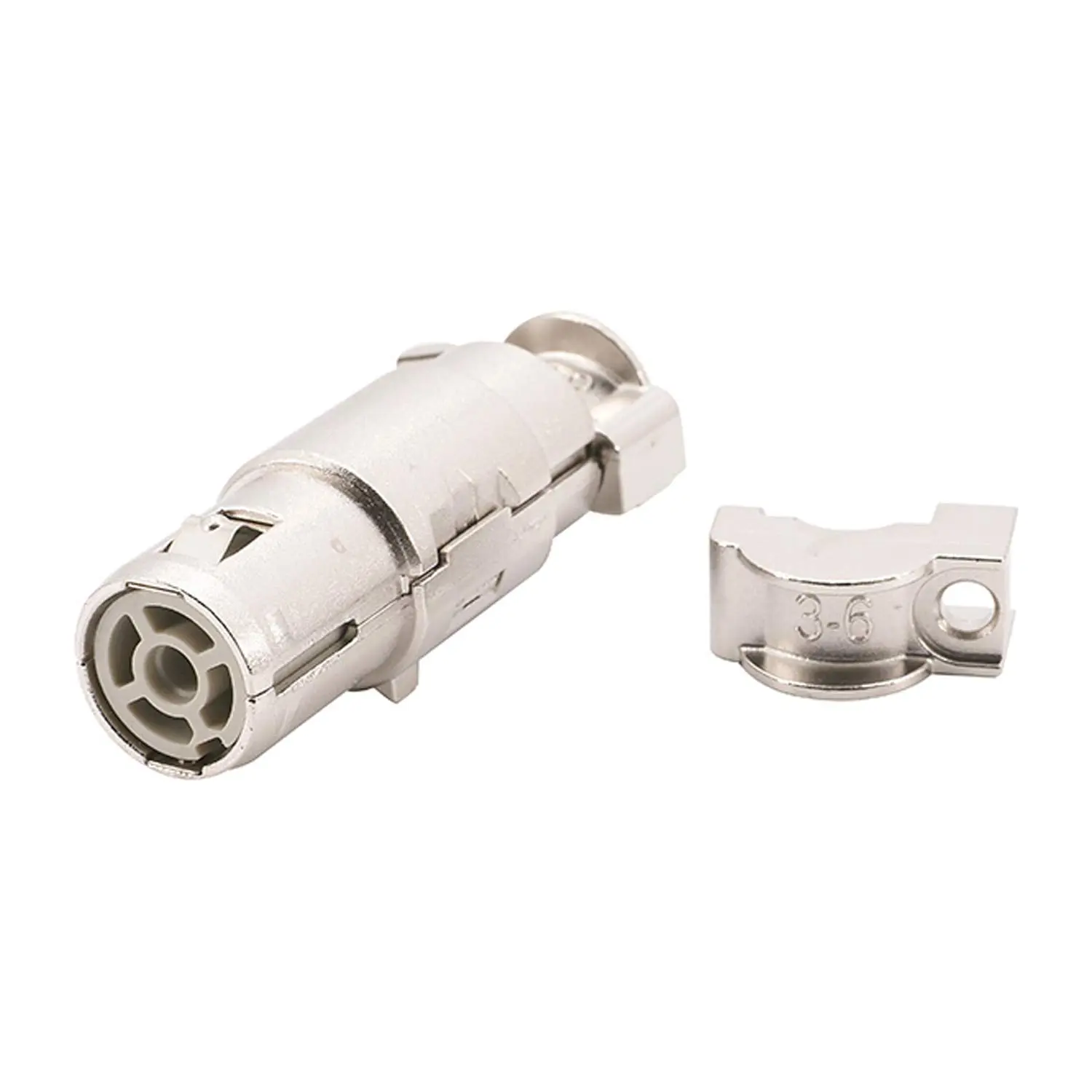 Produktfoto 1 von 09150013113 HARTING Han Quintax Anschluss Koax 75Ohm Buchseneinsatz (F) Crimpanschluss, 1-polig+Schirmung 50V, 10A