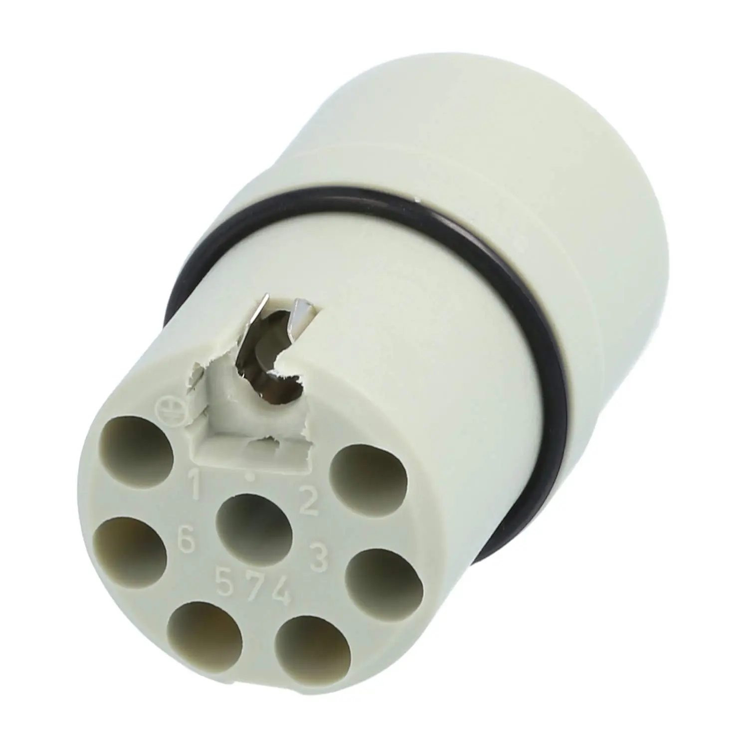 Produktfoto 1 von 09150073021 HARTING R15 Crimp-Kontakteinsatz Stift Crimpanschluss, Polzahl 7+PE 250V, 10A, Farbe kieselgrau RAL 7032