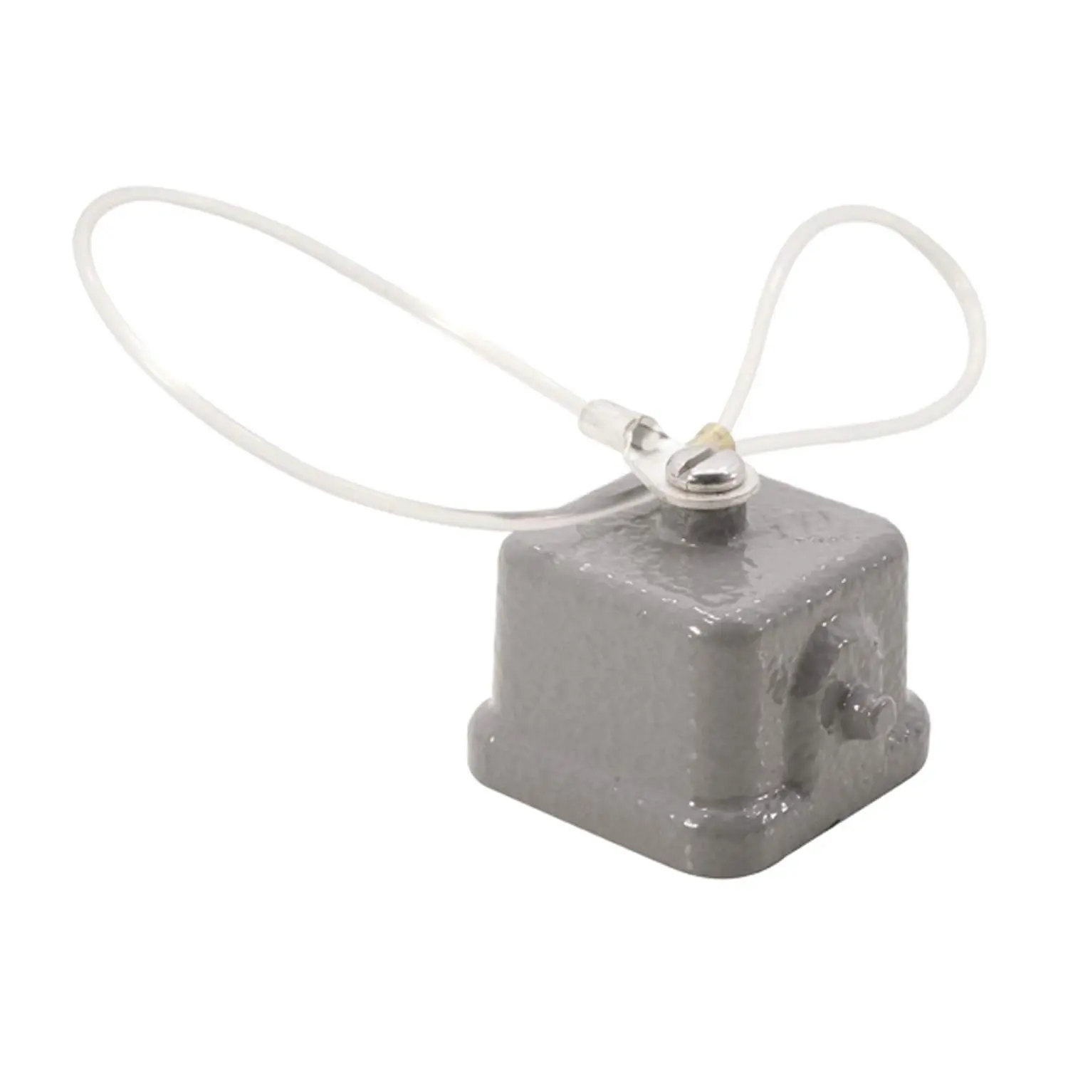 09200035428 HARTING Schutzkappe 3A Metall für 1 Bügel am Unterteil Verliersicherung mit großer Schlaufe mit montiertem Stifteinsatz