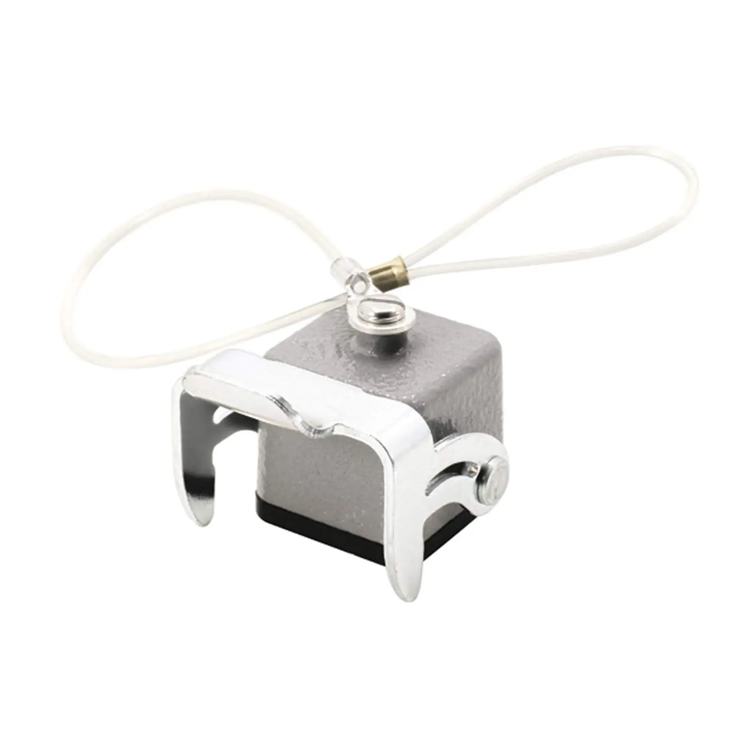 Produktfoto 1 von 09200035421 HARTING Schutzkappe 3A Metall mit 1 Bügel für Oberteil Verliersicherung mit großer Schlaufe mit montiertem Buchseneinsatz