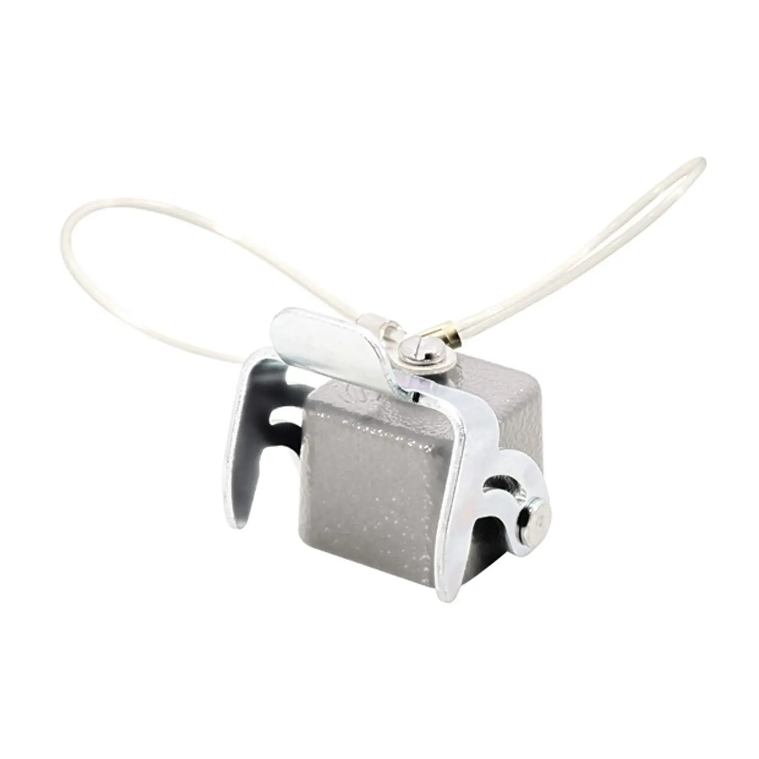 Produktfoto 1 von 09200035422 HARTING Schutzkappe 3A Metall mit 1 Bügel für Oberteil Verliersicherung mit großer Schlaufe mit montiertem Stifteinsatz