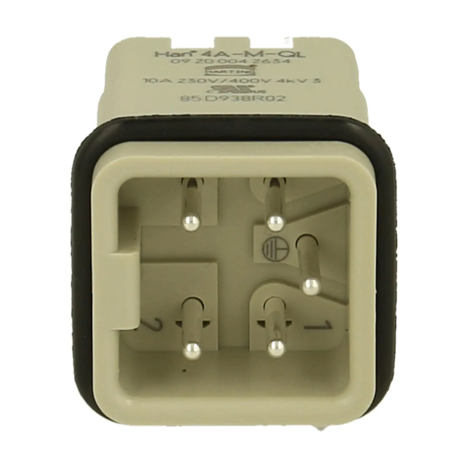 Produktfoto 1 von 09200042634 HARTING Han 4A Stifteinsatz (M) Quick-Lock-Anschluss, 4-polig+PE 230V/400V, 10A