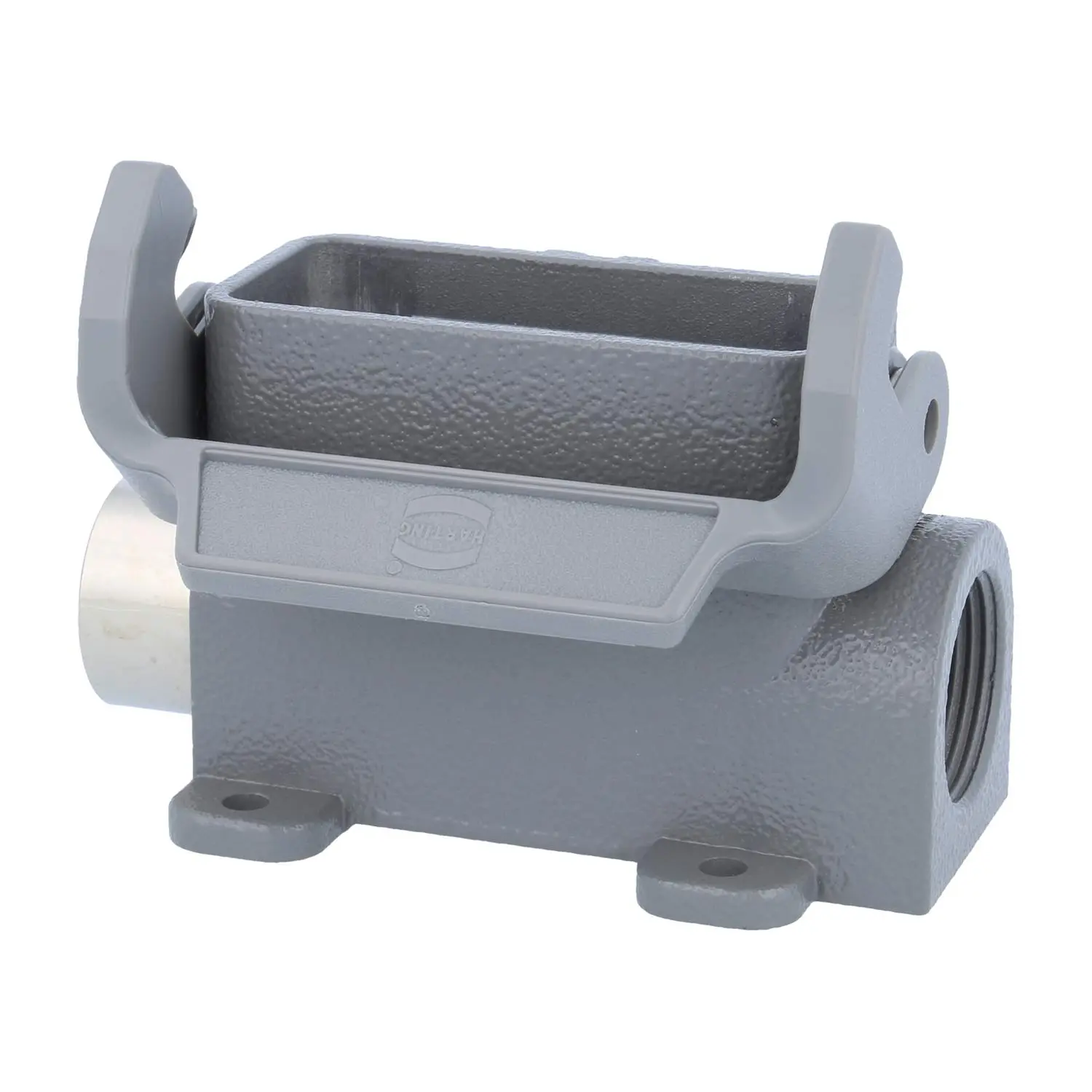 Produktfoto 1 von 09200100291 HARTING Han 10A Sockelgehäuse hoch, 1xPG11 seitlicher Kabelabgang, mit 1 Längsbügel Verschraubung PG11 Klemmbereich 4,0mm - 10,0mm