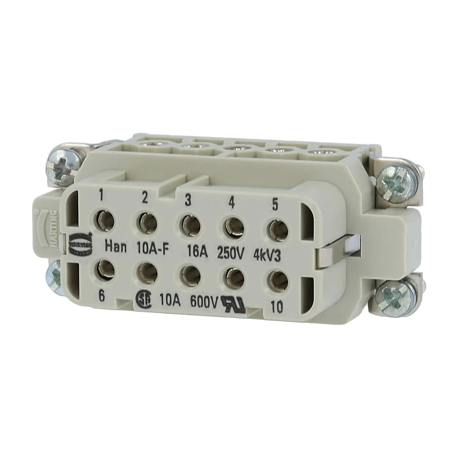 Produktfoto 1 von 09200102812 HARTING Han 10A Buchseneinsatz (F) Schraubanschluss, 10-polig+PE 250V, 16A