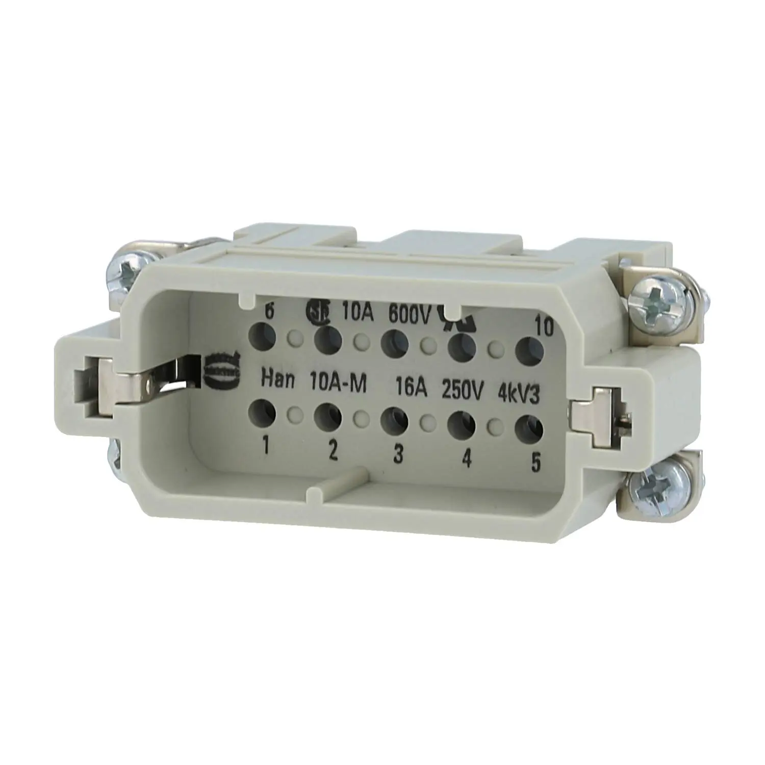 Produktfoto 1 von 09200103001 HARTING Han 10A Stifteinsatz (M) Crimpanschluss, 10-polig+PE 250V, 16A