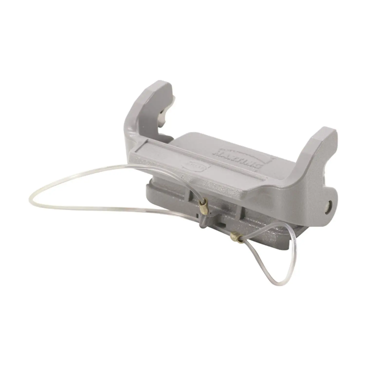 Produktfoto 1 von 09200105423 HARTING Schutzkappe 10A Metall mit 1 Bügel für Oberteil Verliersicherung mit großer Schlaufe incl. 1 x Easy Lock Verriegelungsbügel