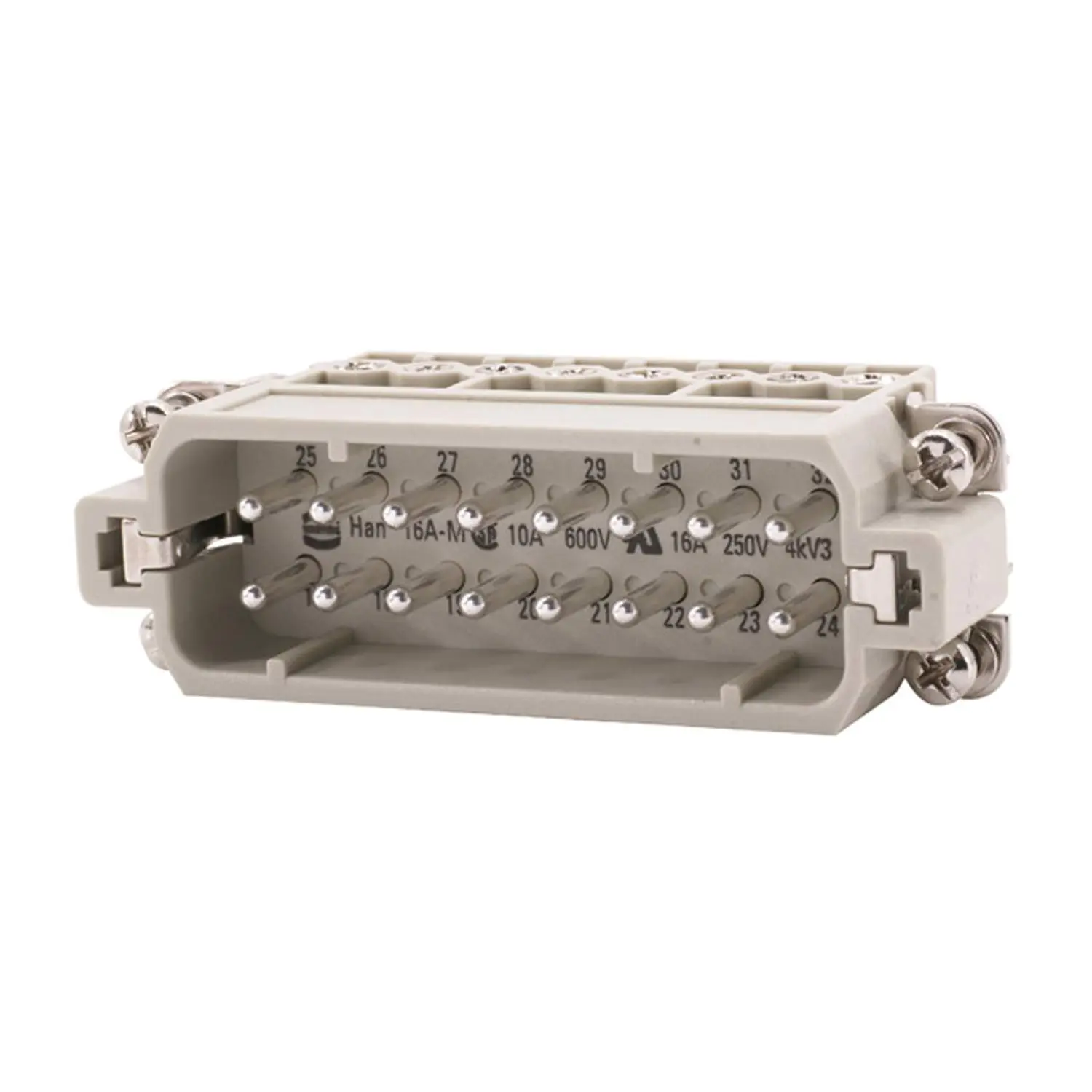 Produktfoto 1 von 09200162613 HARTING Han 16A Stifteinsatz (M) Schraubanschluss, 16-polig+PE 250V, 16A