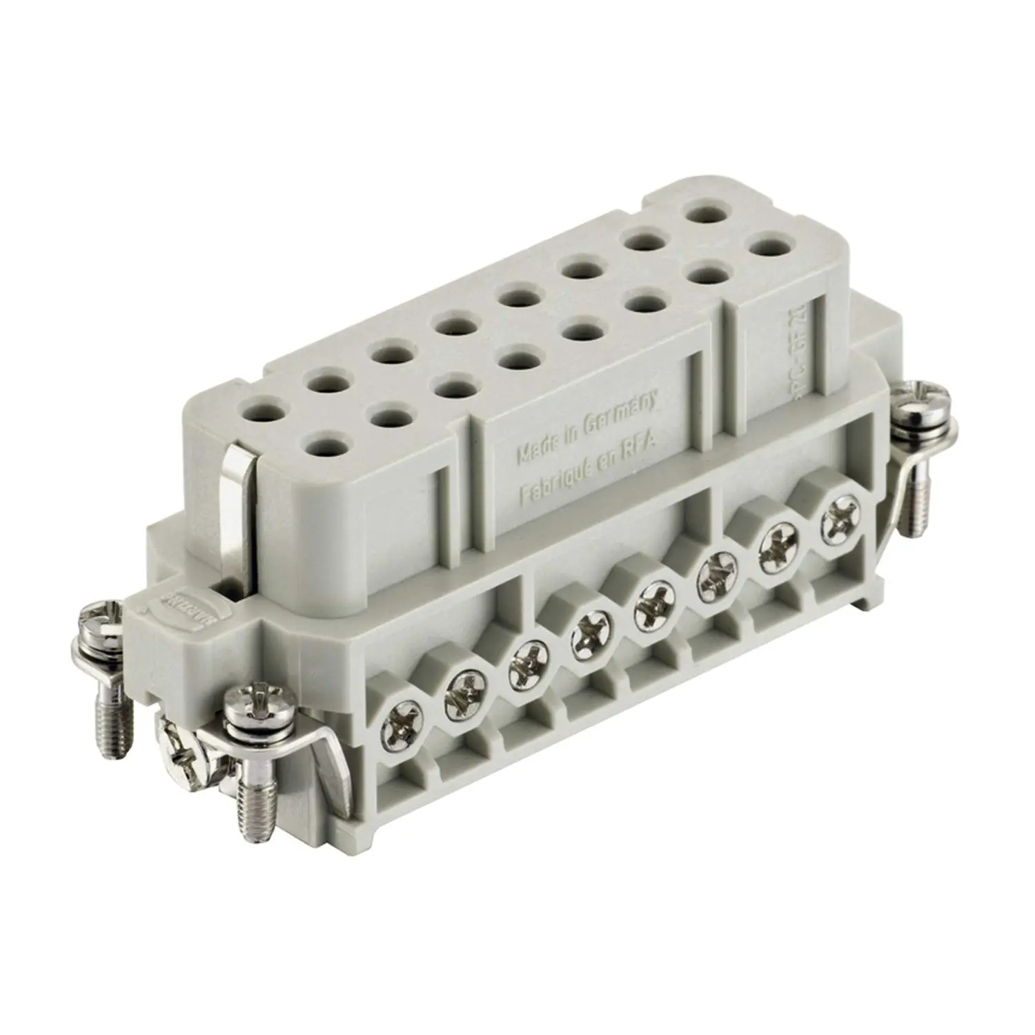 Produktfoto 1 von 09200162891 HARTING Han 16A FE(Au)/CuNi Buchseneinsatz (F) Schraubanschluss, 16-polig+PE 250V, 16A