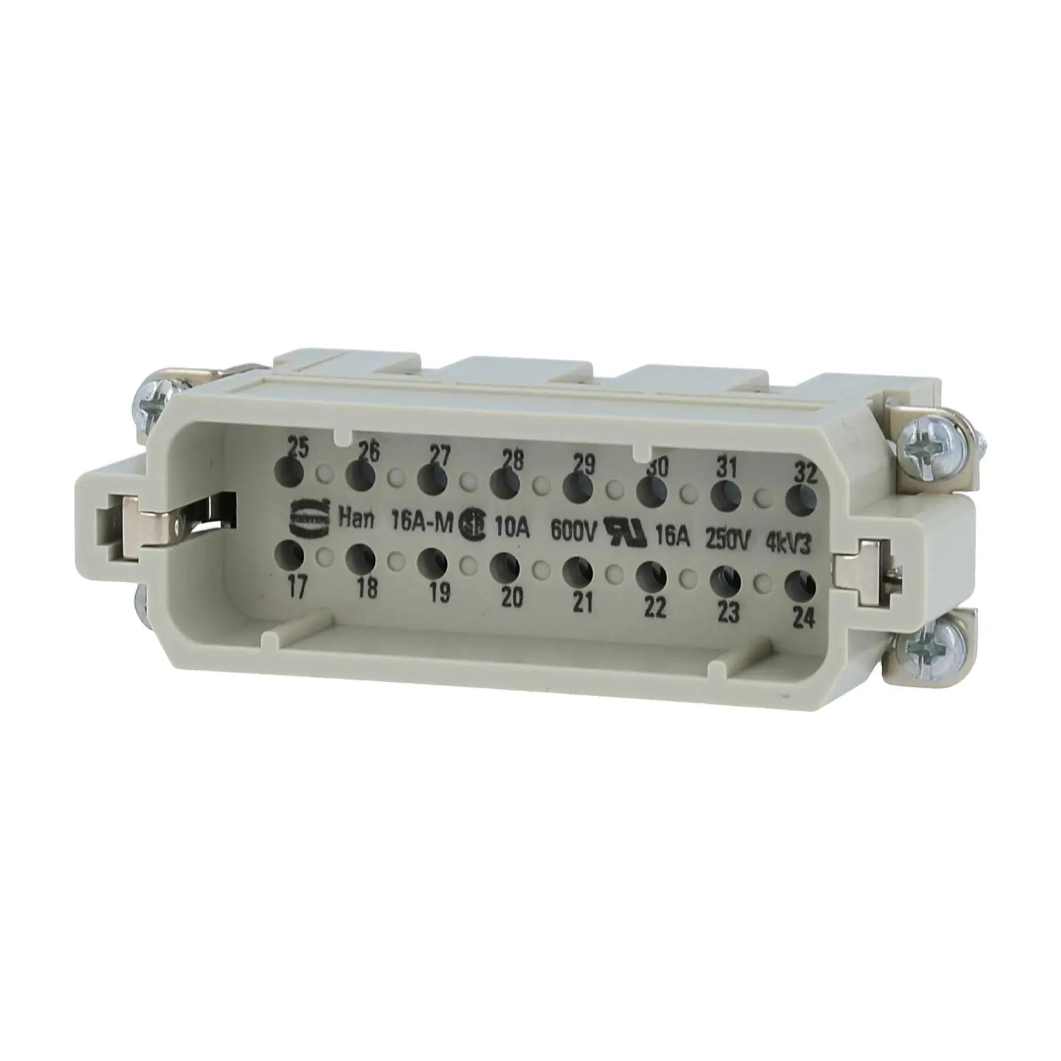 Produktfoto 1 von 09200163011 HARTING Han 16A Stifteinsatz (M) Crimpanschluss, 16-polig+PE 250V, 16A