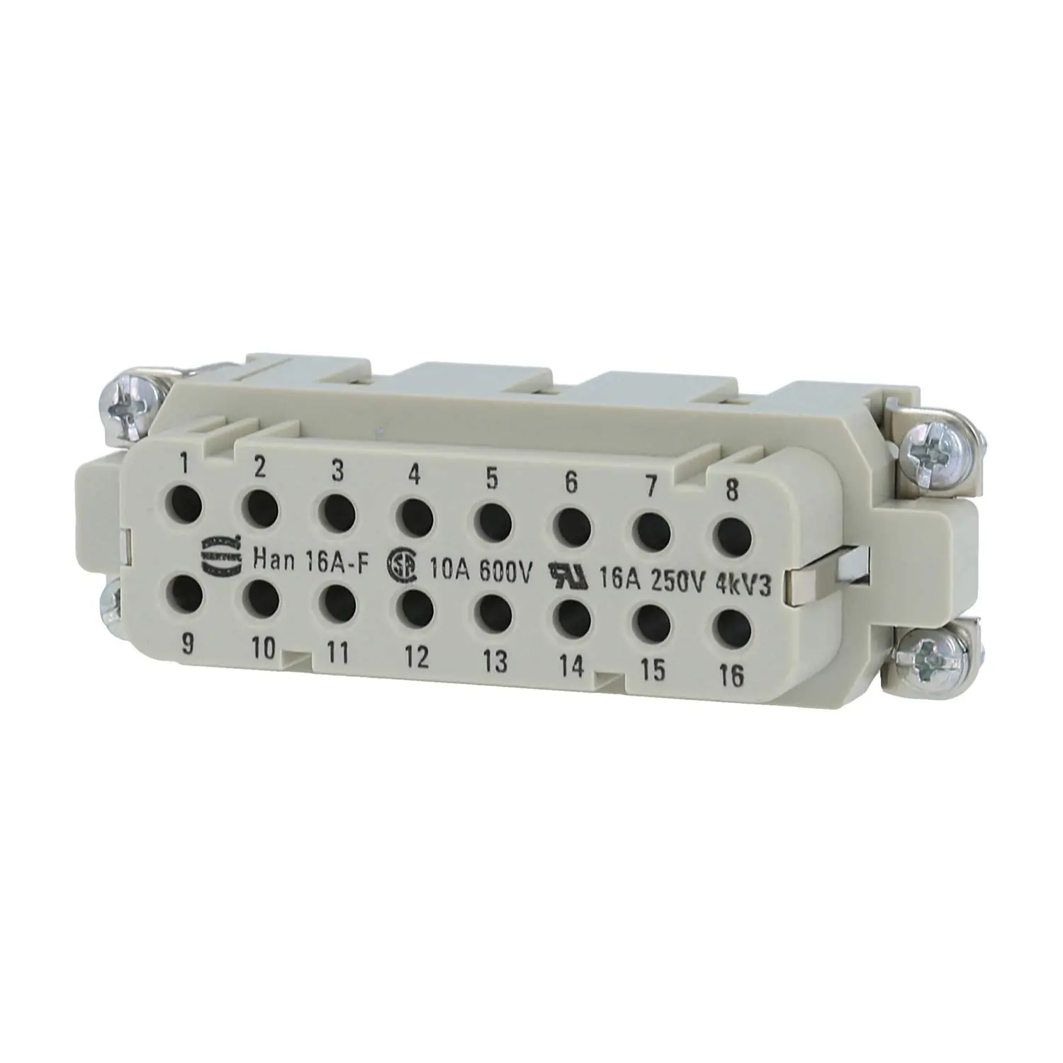 Produktfoto 1 von 09200163101 HARTING Han 16A Buchseneinsatz (F) Crimpanschluss, 16-polig+PE 250V, 16A