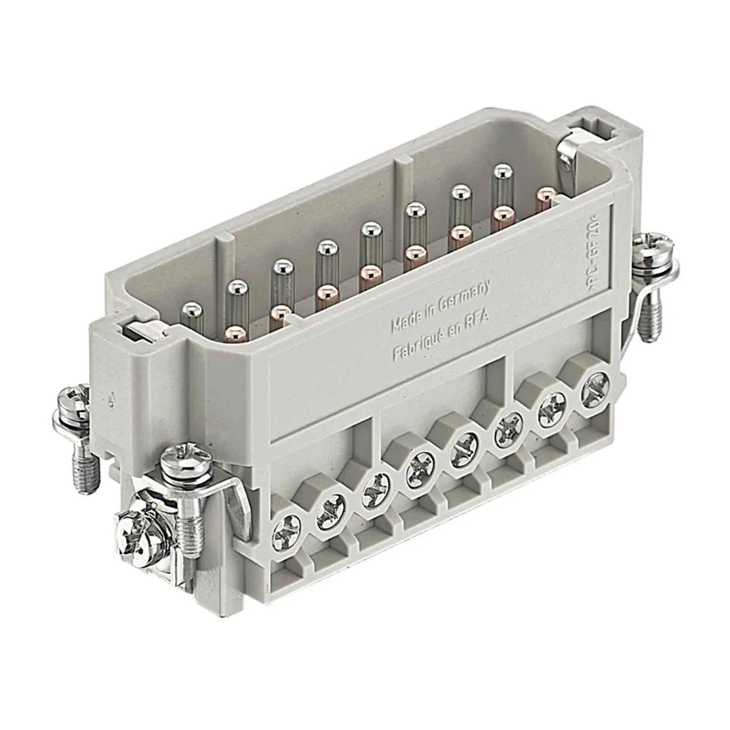 Produktfoto 1 von 09200162691 HARTING Han 16A FE(Au)/CuNi Stifteinsatz (M) Schraubanschluss, 16-polig+PE 250V, 16A