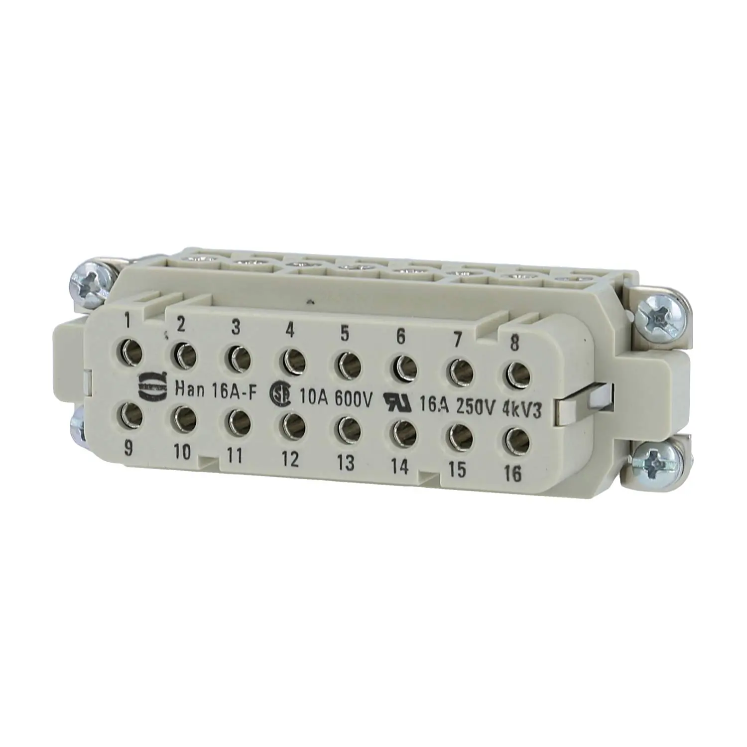 Produktfoto 1 von 09200162812 HARTING Han 16A Buchseneinsatz (F) Schraubanschluss, 16-polig+PE 250V, 16A