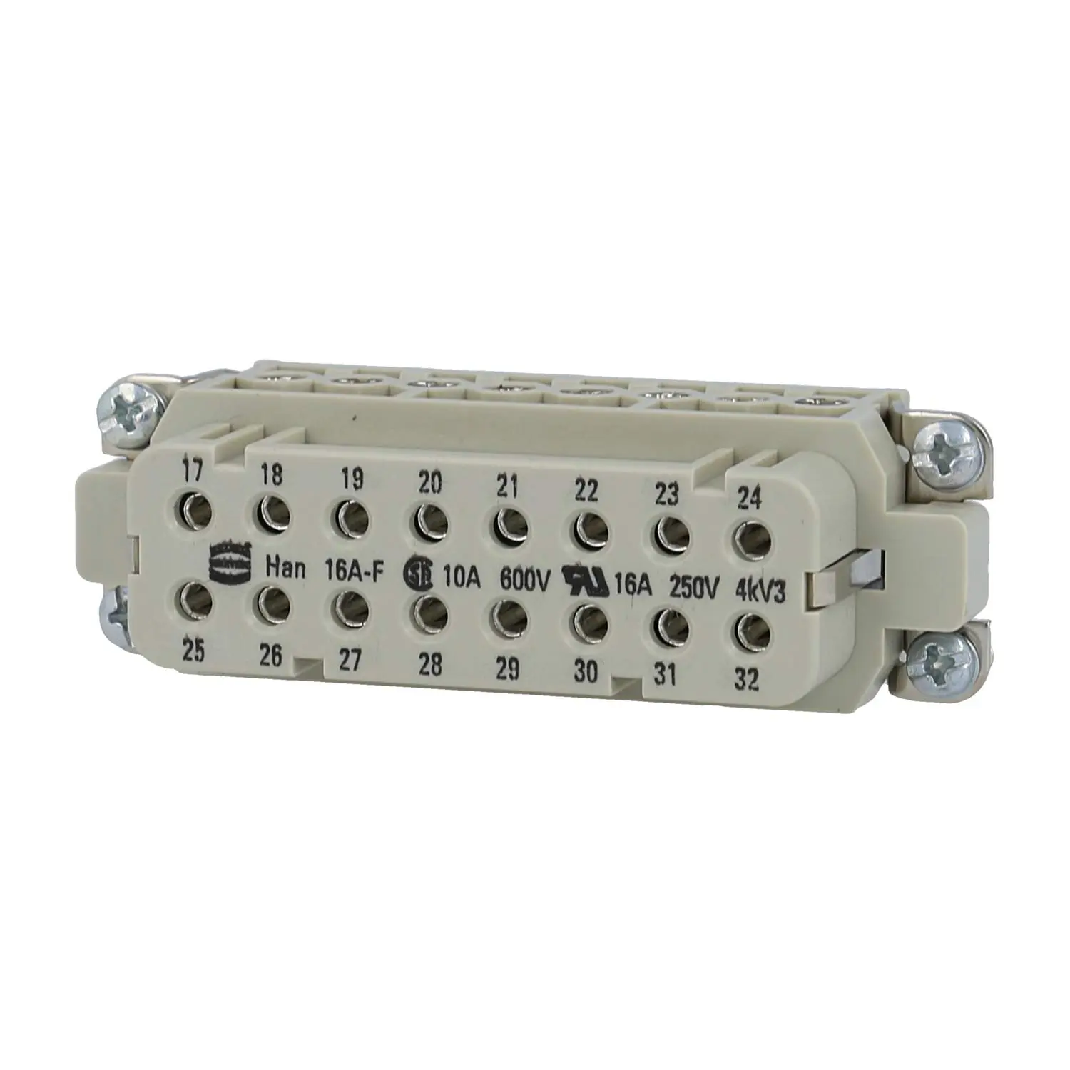 Produktfoto 1 von 09200162813 HARTING Han 16A Buchseneinsatz (F) Schraubanschluss, 16-polig+PE 250V, 16A