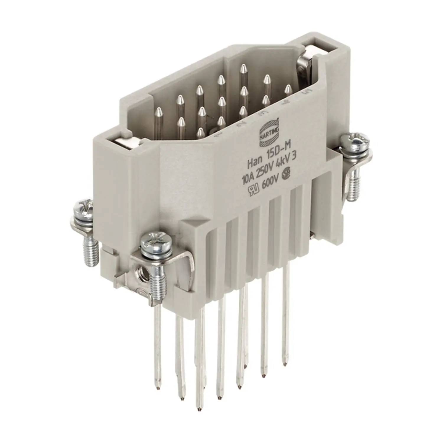 Produktfoto 1 von 09210152601 HARTING Han 15D Stifteinsatz (M) Wickelanschluss, 15-polig+PE 250V, 10A