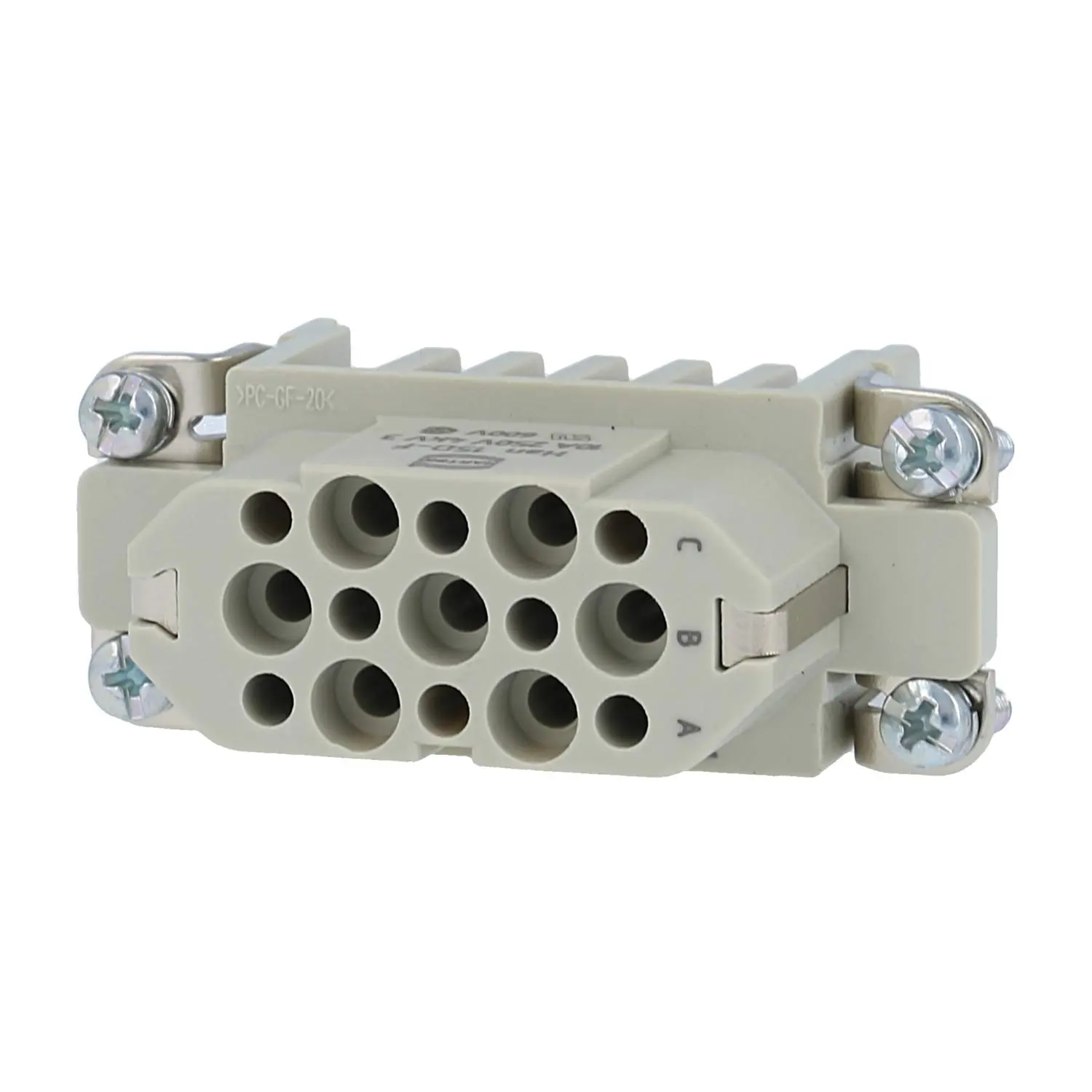 Produktfoto 1 von 09210153101 HARTING Han 15D Buchseneinsatz (F) Crimpanschluss, 15-polig+PE 250V, 10A