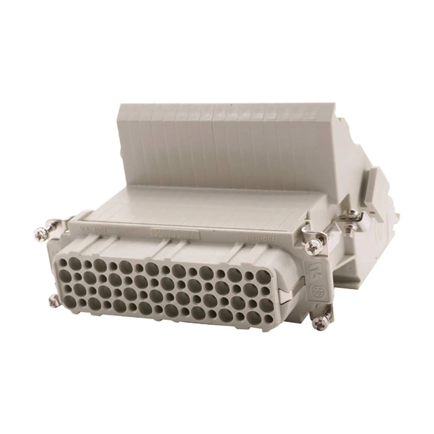 Produktfoto 1 von 09210644712 HARTING Han 64D Anschlussverteiler Buchseneinsatz (F) ""rechts"" Schraubanschluss, 64-polig+PE 250V, 10A