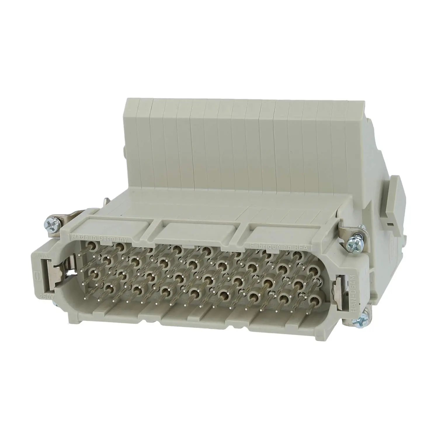 Produktfoto 1 von 09210644601 HARTING Han 64D Anschlussverteiler Stifteinsatz (M) ""links"" Schraubanschluss, 64-polig+PE 250V, 10A