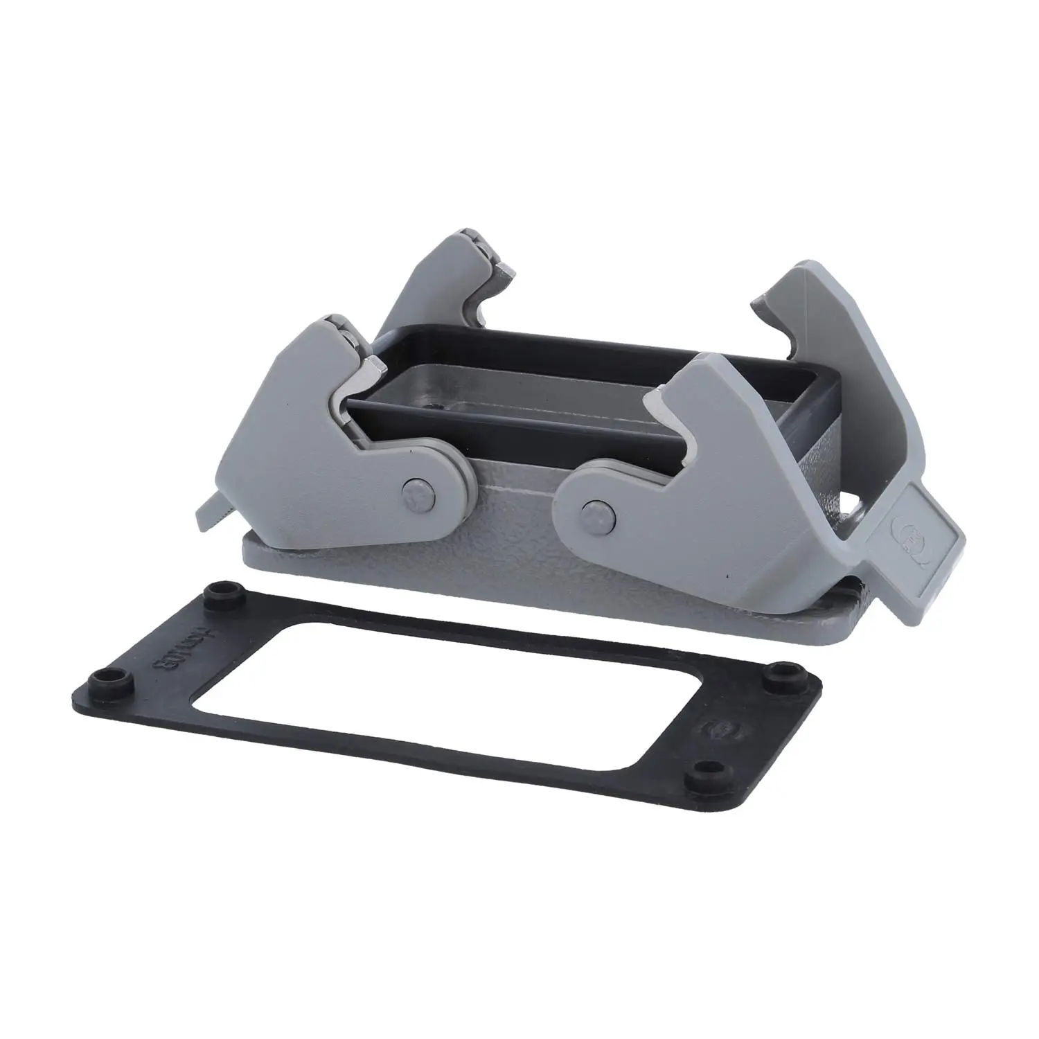 Produktfoto 1 von 09300100301 HARTING Han 10B Anbaugehäuse mit 2 Querbügeln 2 Easy Lock Verriegelungsbügel
