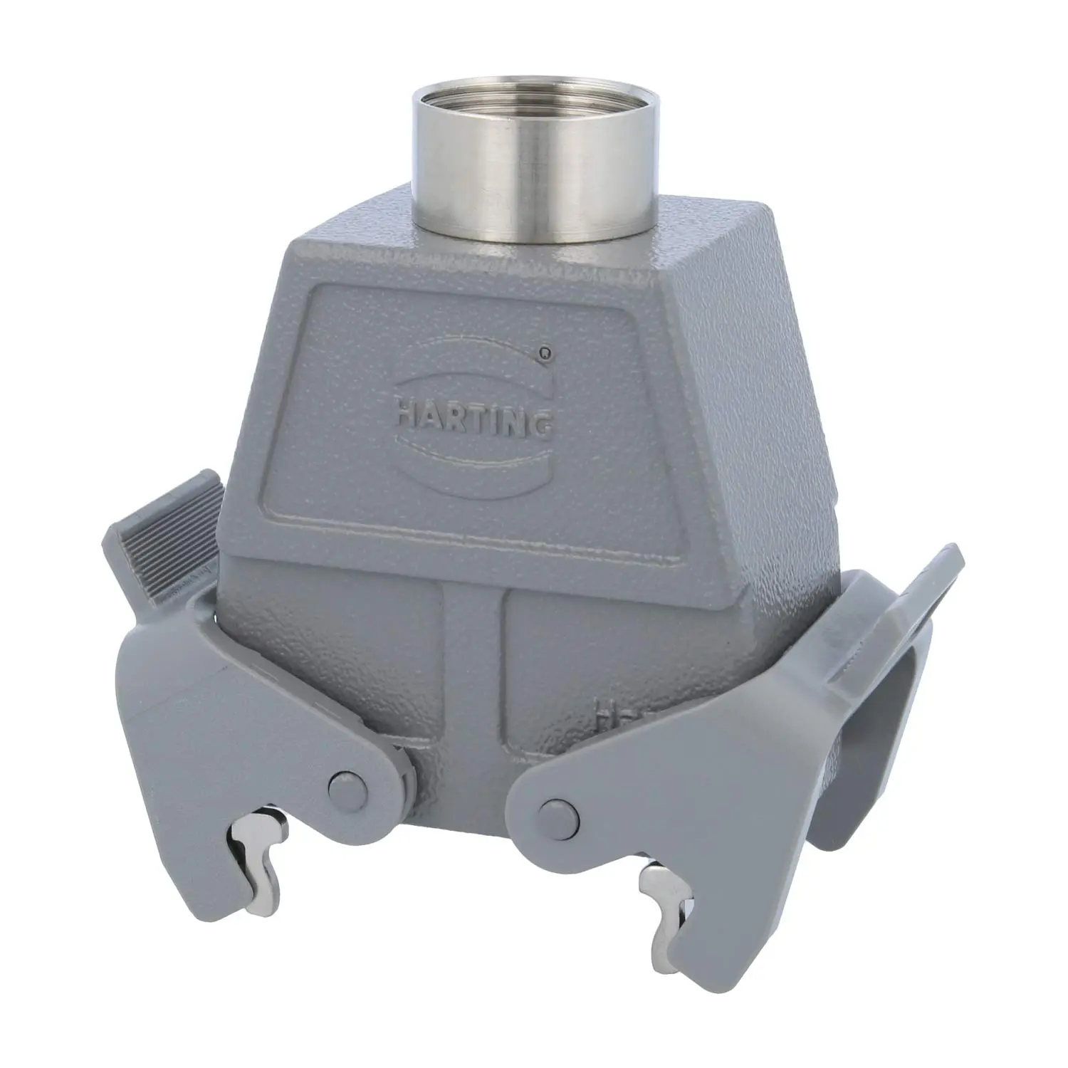 Produktfoto 1 von 09300100432 HARTING Han 10B Tüllengehäuse hoch, 1xPG21 gerader Kabelabgang, mit 2 Querbügeln Verschraubung PG21 Klemmbereich 11,0mm - 18,0mm