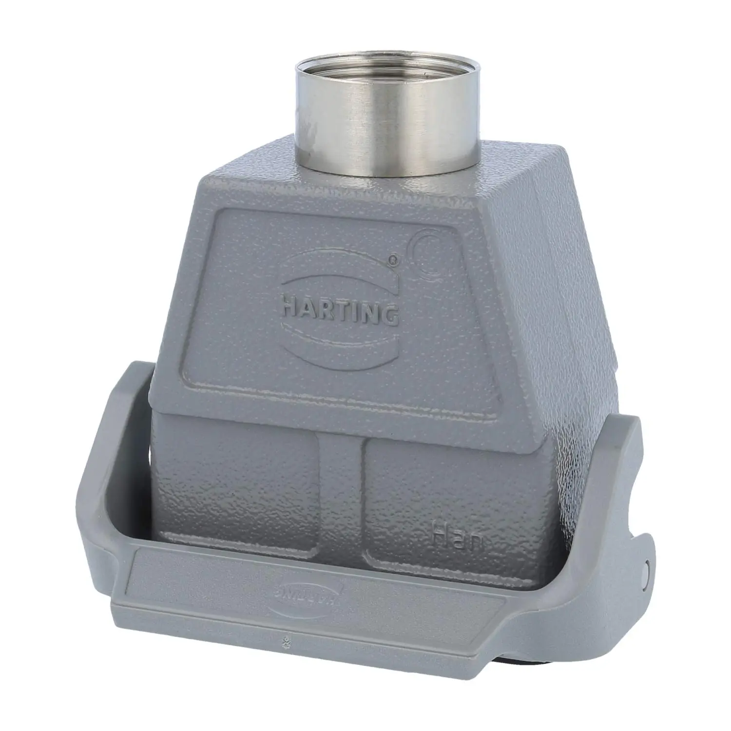 Produktfoto 1 von 09300100752 HARTING Han 10B Kupplungsgehäuse hoch, 1xPG21 gerader Kabelabgang, mit 1 Längsbügel Verschraubung PG21 Klemmbereich 11,0mm - 18,0mm