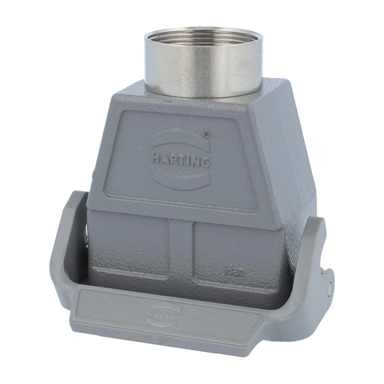 Produktfoto 1 von 09300100753 HARTING Han 10B Kupplungsgehäuse hoch, 1xPG29 gerader Kabelabgang, mit 1 Längsbügel Verschraubung PG29 Klemmbereich 16,0mm - 25,0mm