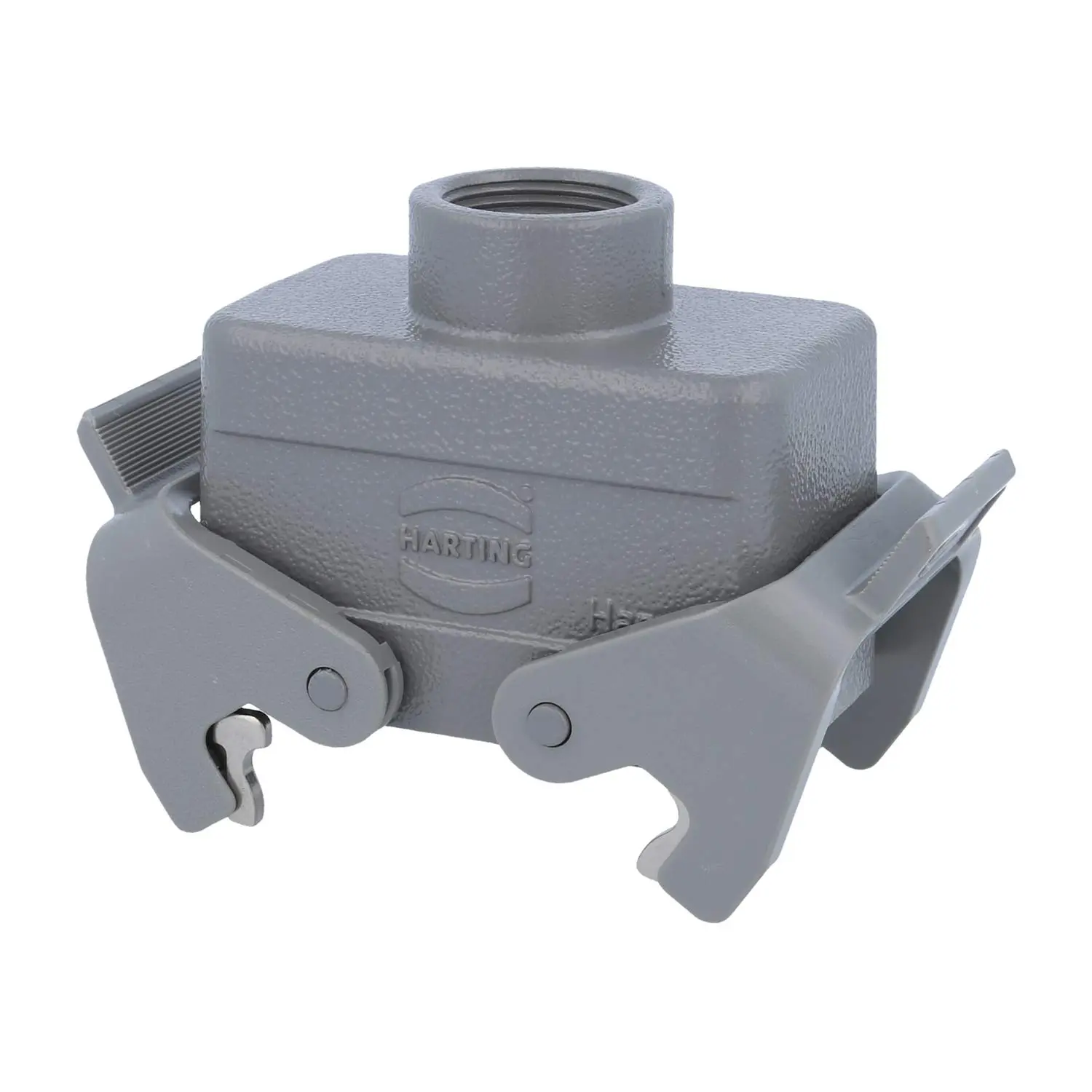 Produktfoto 1 von 09300101431 HARTING Han 10B Tüllengehäuse niedrig, 1xPG16 gerader Kabelabgang, mit 2 Querbügeln Verschraubung PG16 Klemmbereich 8,0mm - 14,0mm