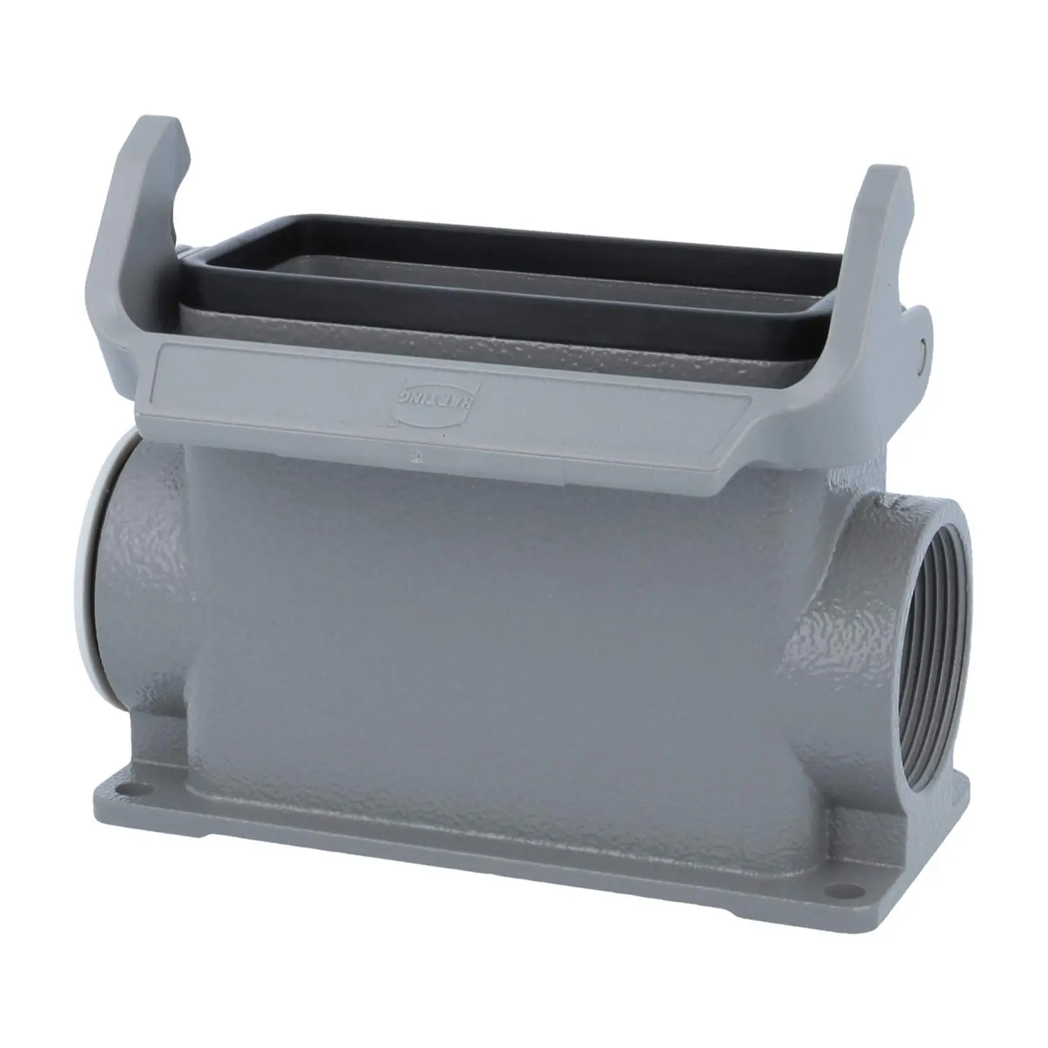 Produktfoto 1 von 09300160251 HARTING Han 16B Sockelgehäuse hoch, 1xPG29 seitlicher Kabelabgang, mit 1 Längsbügel Verschraubung PG29 Klemmbereich 16,0mm - 25,0mm