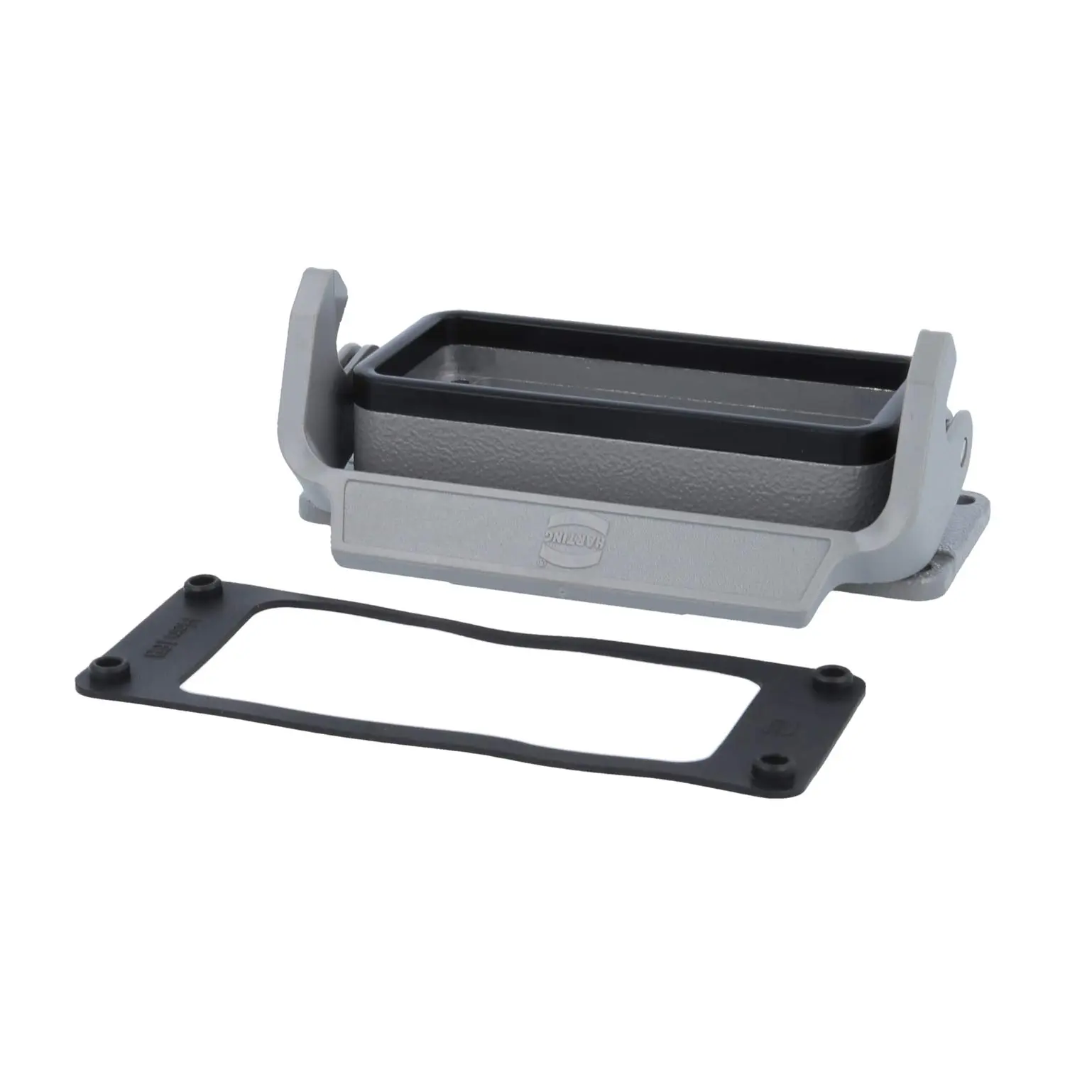Produktfoto 1 von 09300160307 HARTING Han 16B Anbaugehäuse mit 1 Längsbügel 1 Easy Lock Verriegelungsbügel