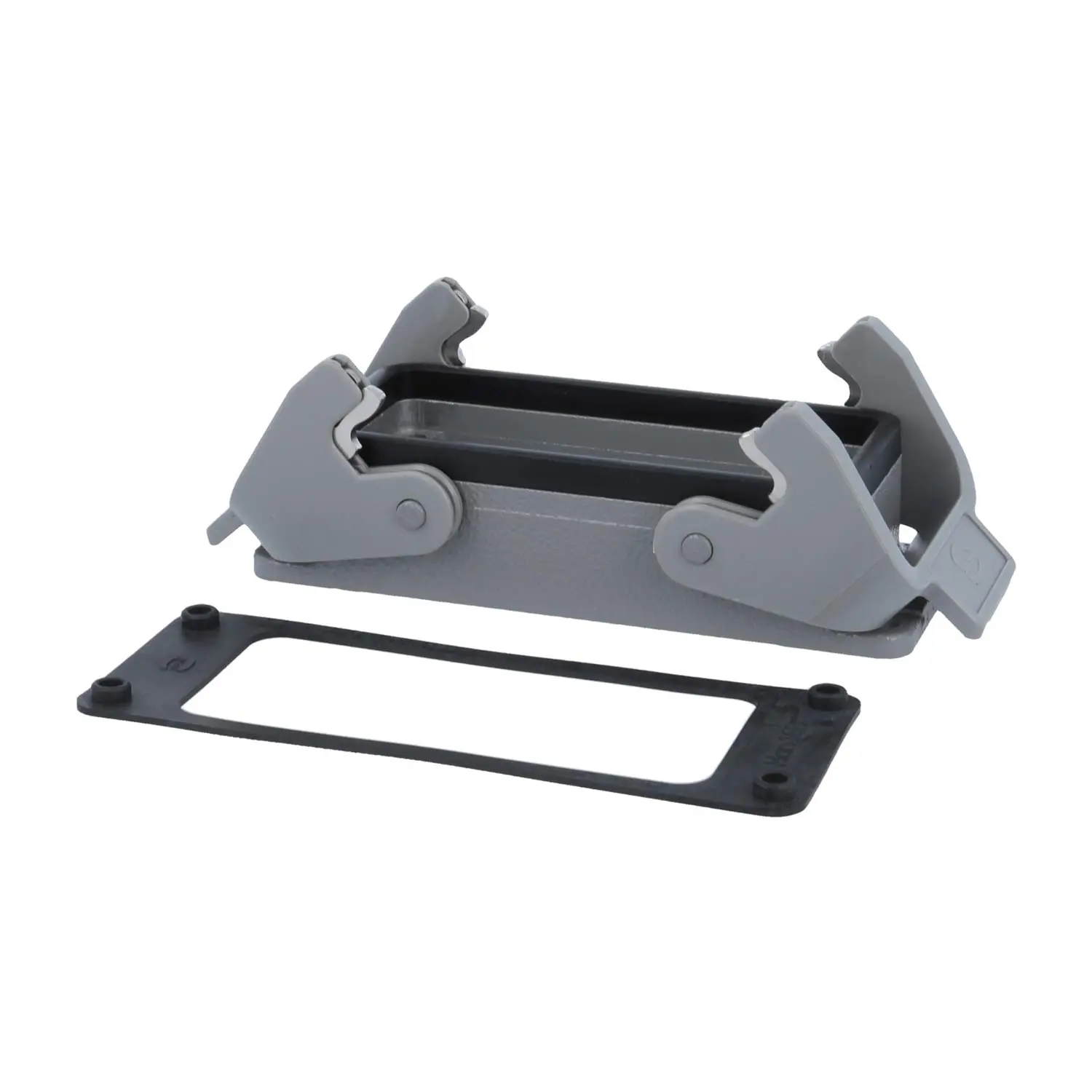 Produktfoto 1 von 09300160301 HARTING Han 16B Anbaugehäuse mit 2 Querbügeln 2 Easy Lock Verriegelungsbügel
