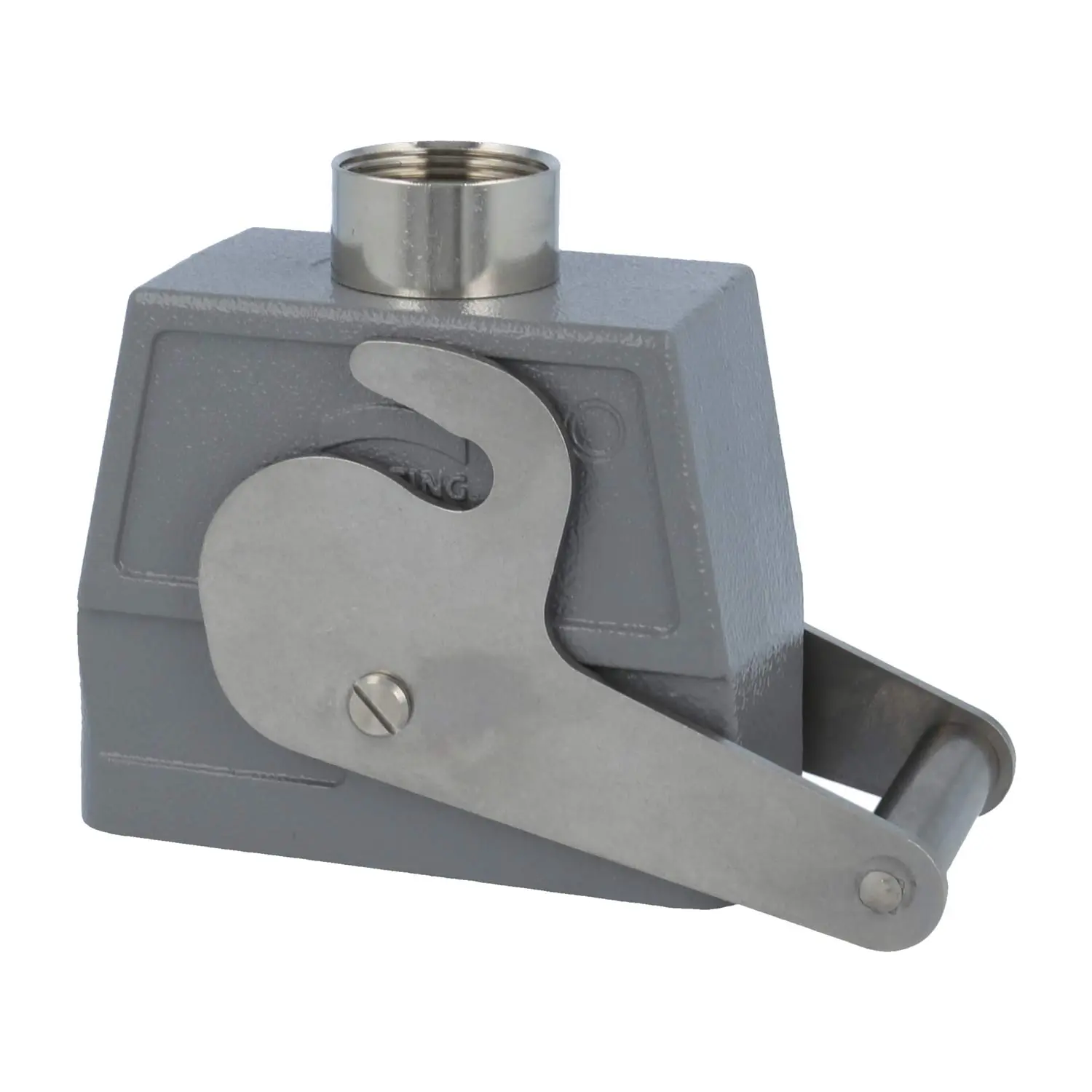 Produktfoto 1 von 09300160480 HARTING Han 16B Tüllengehäuse hoch, 1xPG21 gerader Kabelabgang, mit 1 Zentralbügel Verschraubung PG21 Klemmbereich 11,0mm - 18,0mm