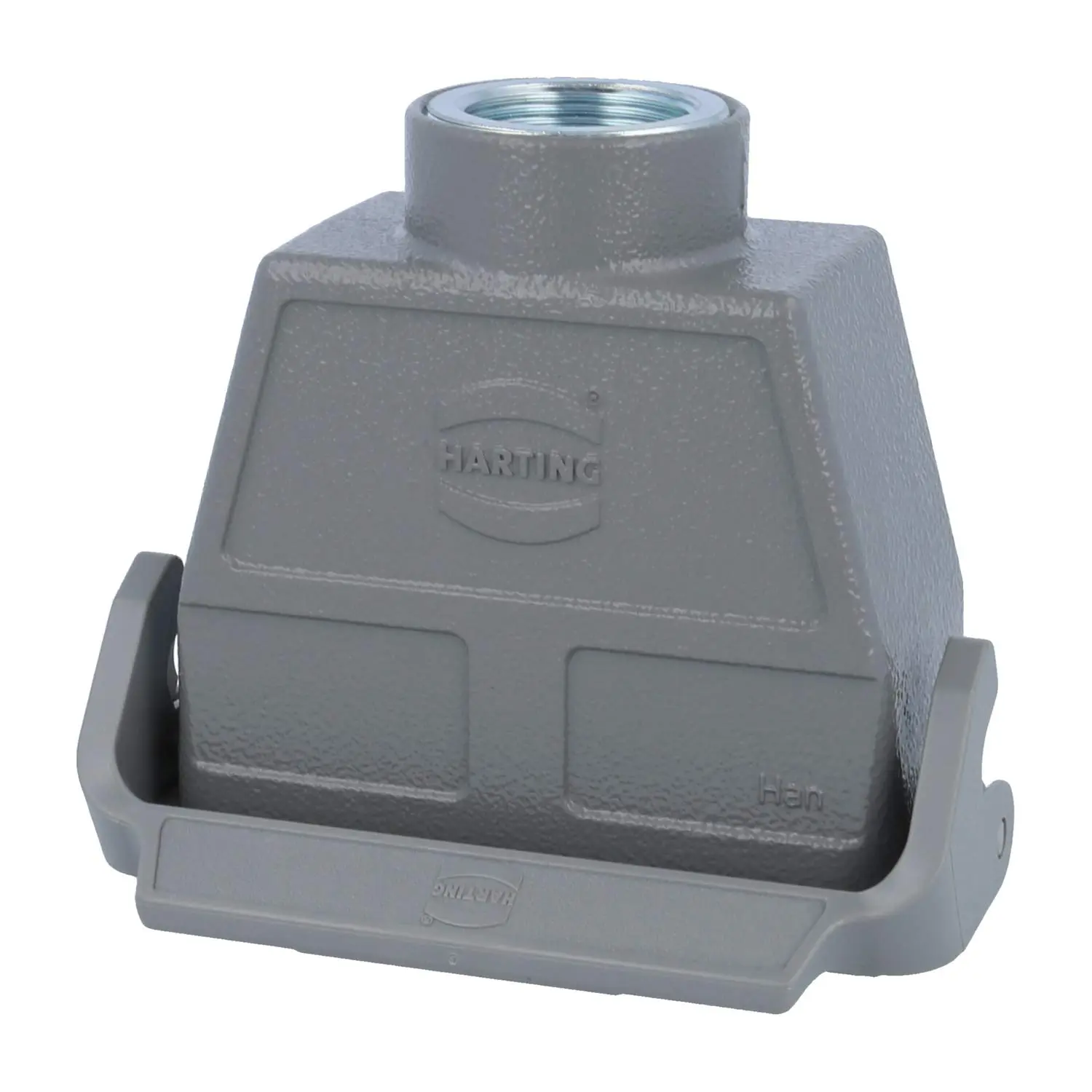 Produktfoto 1 von 09300160750 HARTING Han 16B Kupplungsgehäuse hoch, 1xPG21 gerader Kabelabgang, mit 1 Längsbügel Verschraubung PG21 Klemmbereich 11,0mm - 18,0mm