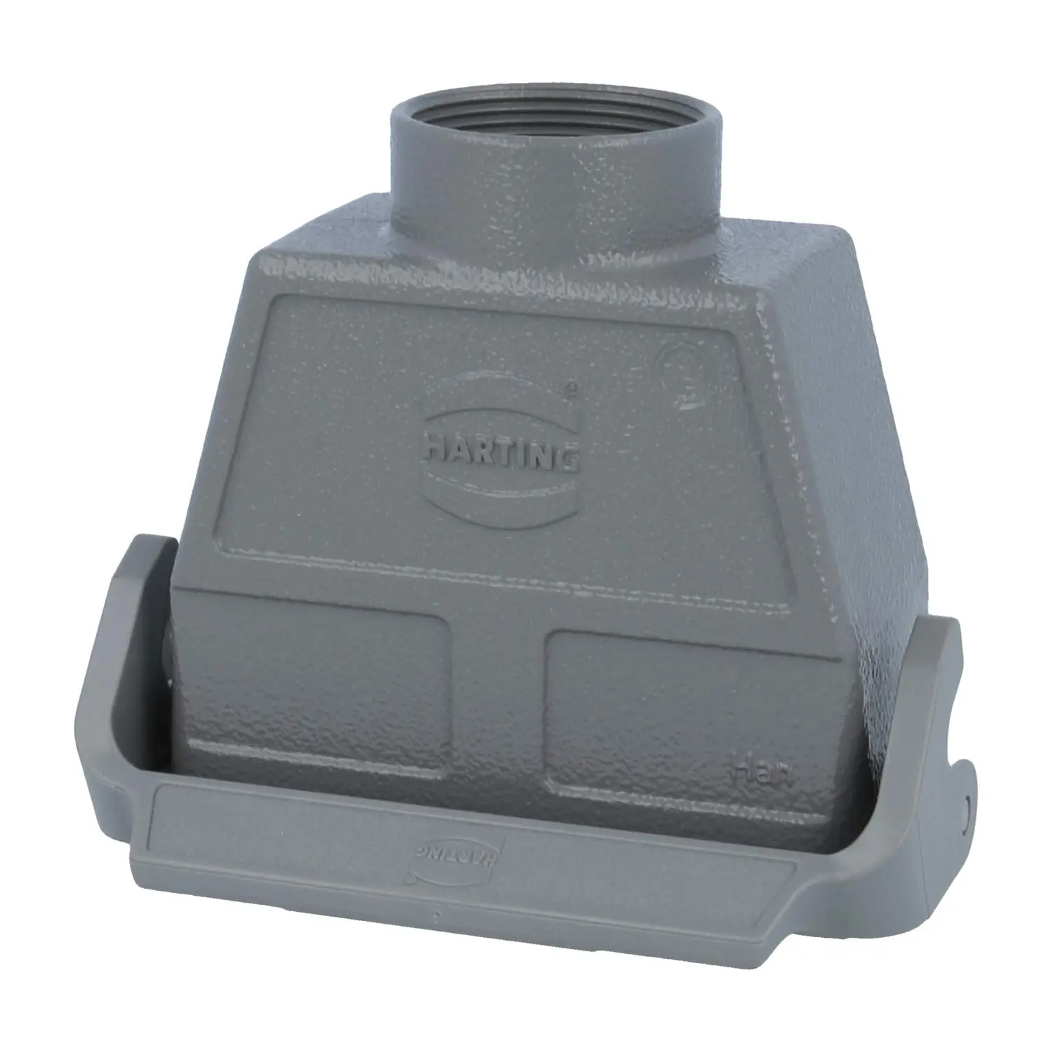 Produktfoto 1 von 09300160751 HARTING Han 16B Kupplungsgehäuse hoch, 1xPG29 gerader Kabelabgang, mit 1 Längsbügel Verschraubung PG29 Klemmbereich 16,0mm - 25,0mm