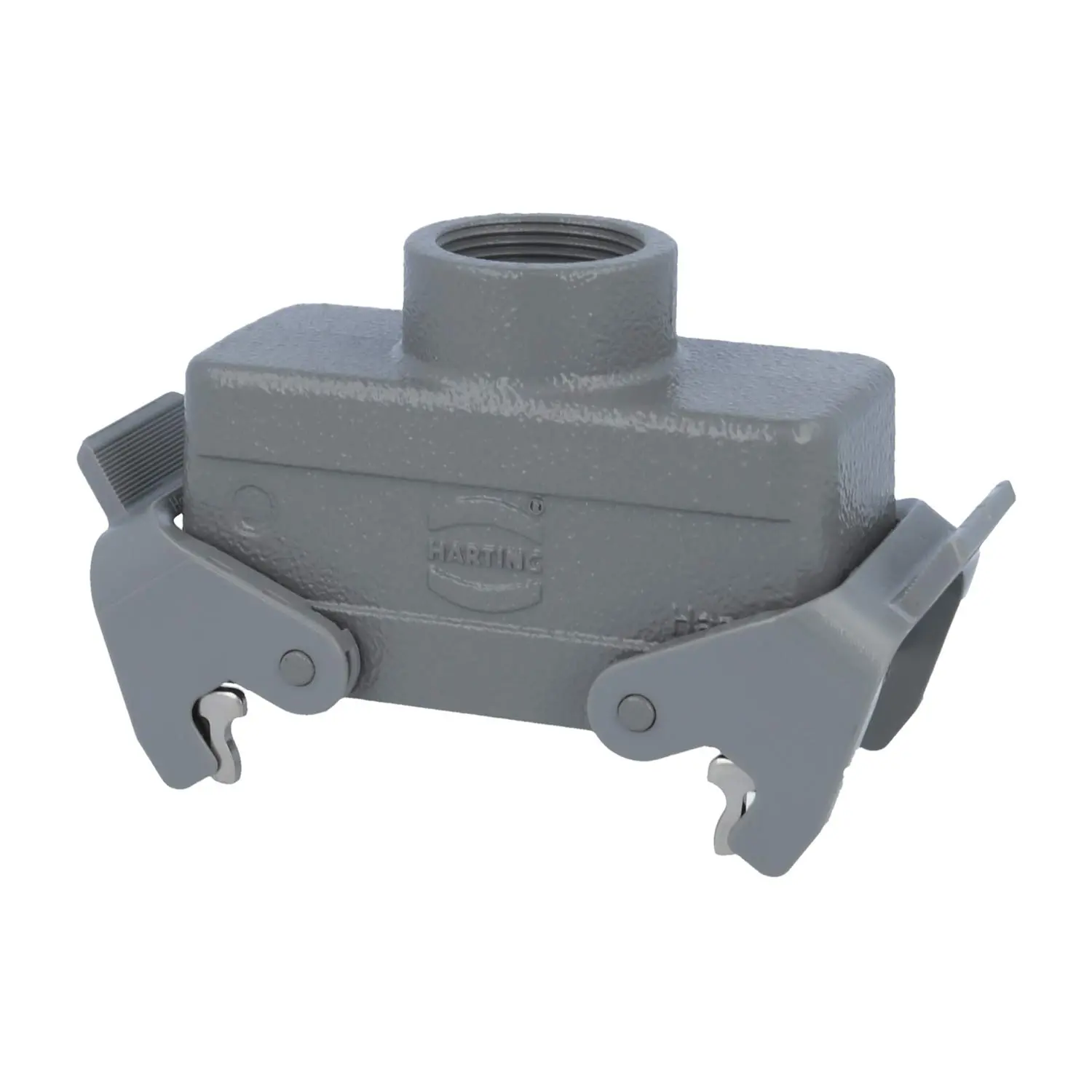 Produktfoto 1 von 09300161430 HARTING Han 16B Tüllengehäuse niedrig, 1xPG21 gerader Kabelabgang, mit 2 Querbügeln Verschraubung PG21 Klemmbereich 11,0mm - 18,0mm