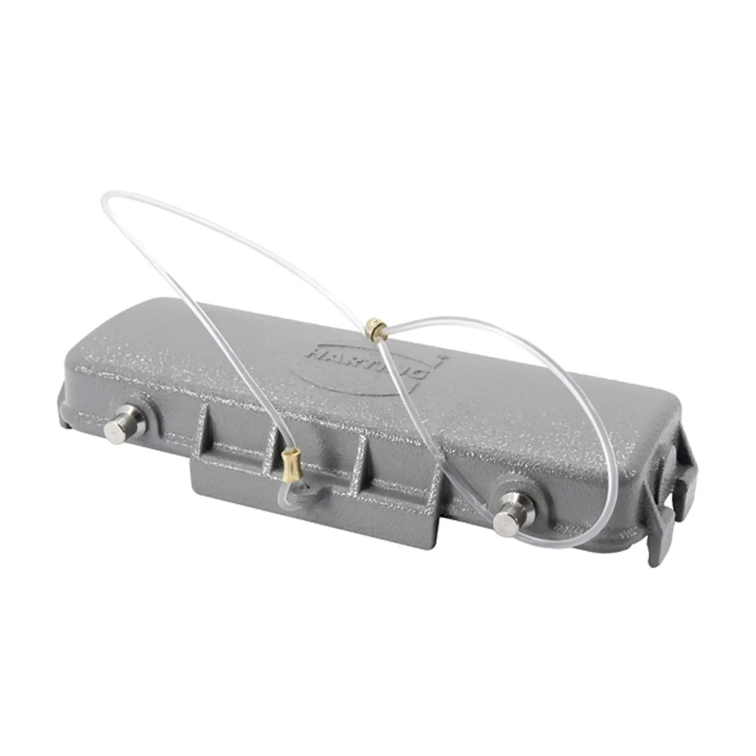 Produktfoto 1 von 09300245426 HARTING Schutzkappe 24B Metall für 2 Bügel am Unterteil Verliersicherung mit großer Schlaufe Temperaturbereich -40°C bis 125°C