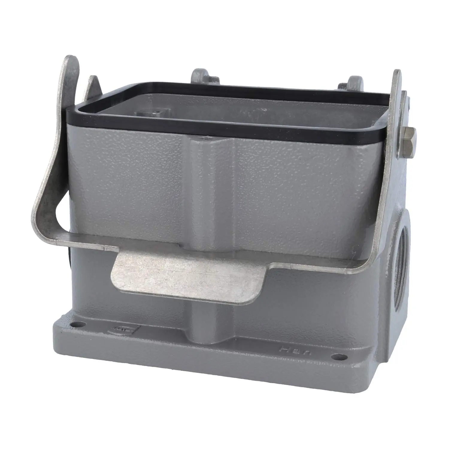 Produktfoto 1 von 09300480290 HARTING Han 48B Sockelgehäuse hoch, 2xPG29 seitlicher Kabelabgang, mit 1 Längsbügel Verschraubung PG29 Klemmbereich 16,0mm - 25,0mm