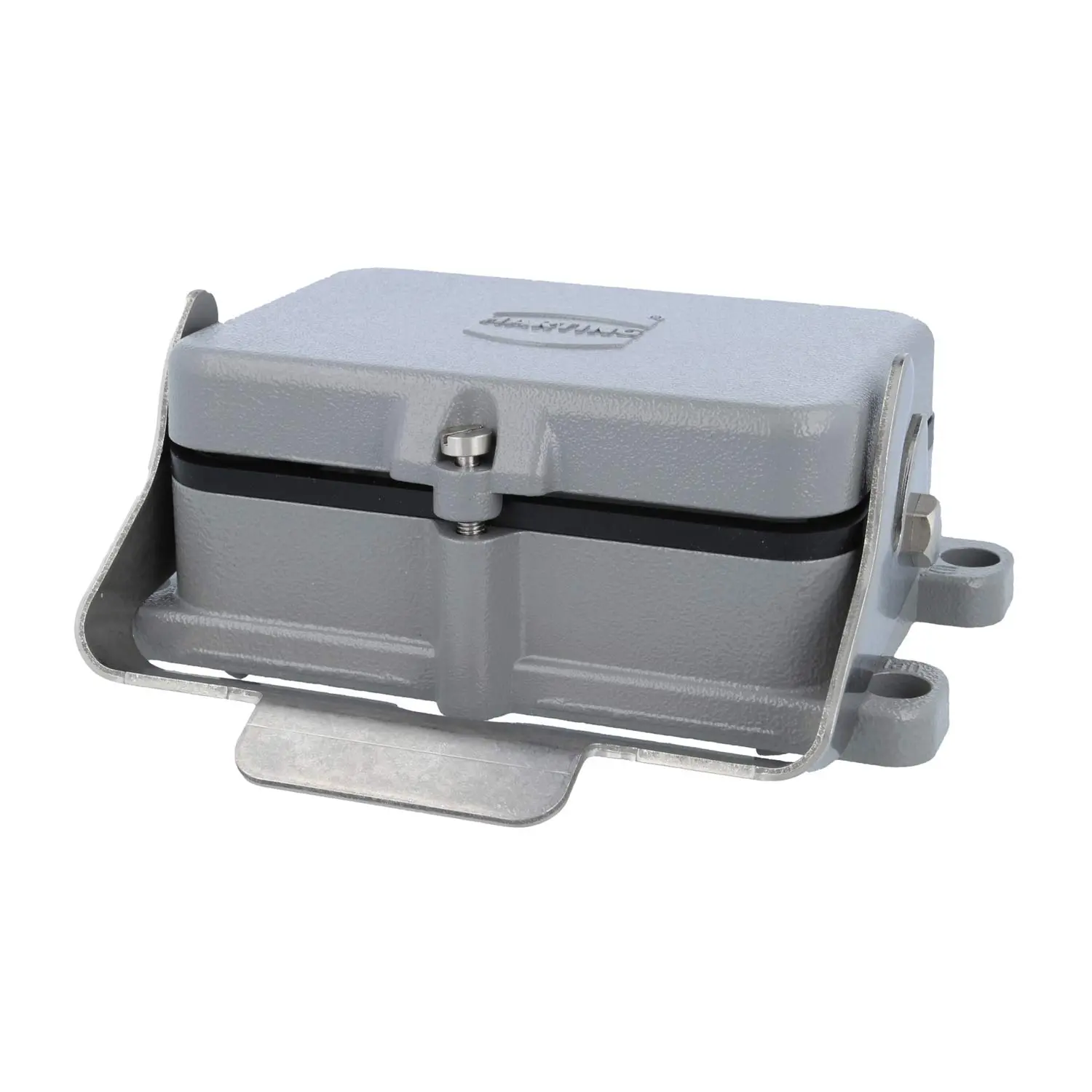 Produktfoto 1 von 09300480317 HARTING Han 48B Anbaugehäuse mit 1 Längsbügel mit Schutzkappe Metall