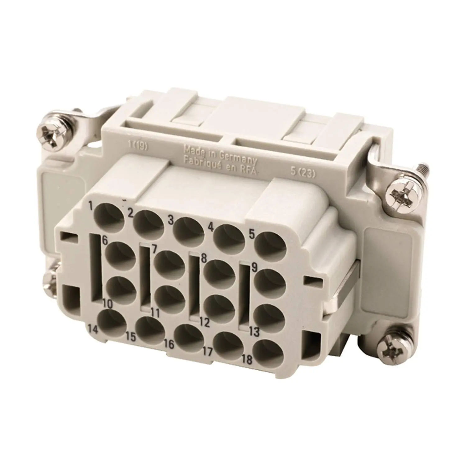Produktfoto 1 von 09320183101 HARTING Han 18EE Buchseneinsatz (F) Crimpanschluss, 18-polig+PE 500V, 16A