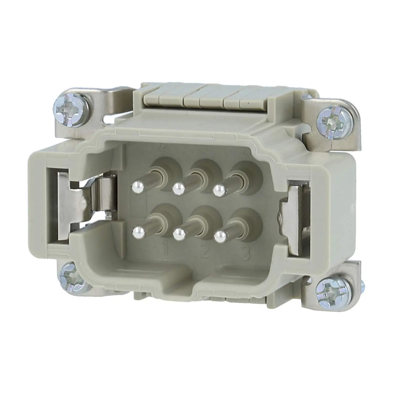 Produktfoto 1 von 09330062672 HARTING Han 6ESS Stifteinsatz (M) Doppel-Käfigzugfederanschluss, 6-polig+PE 500V, 16A