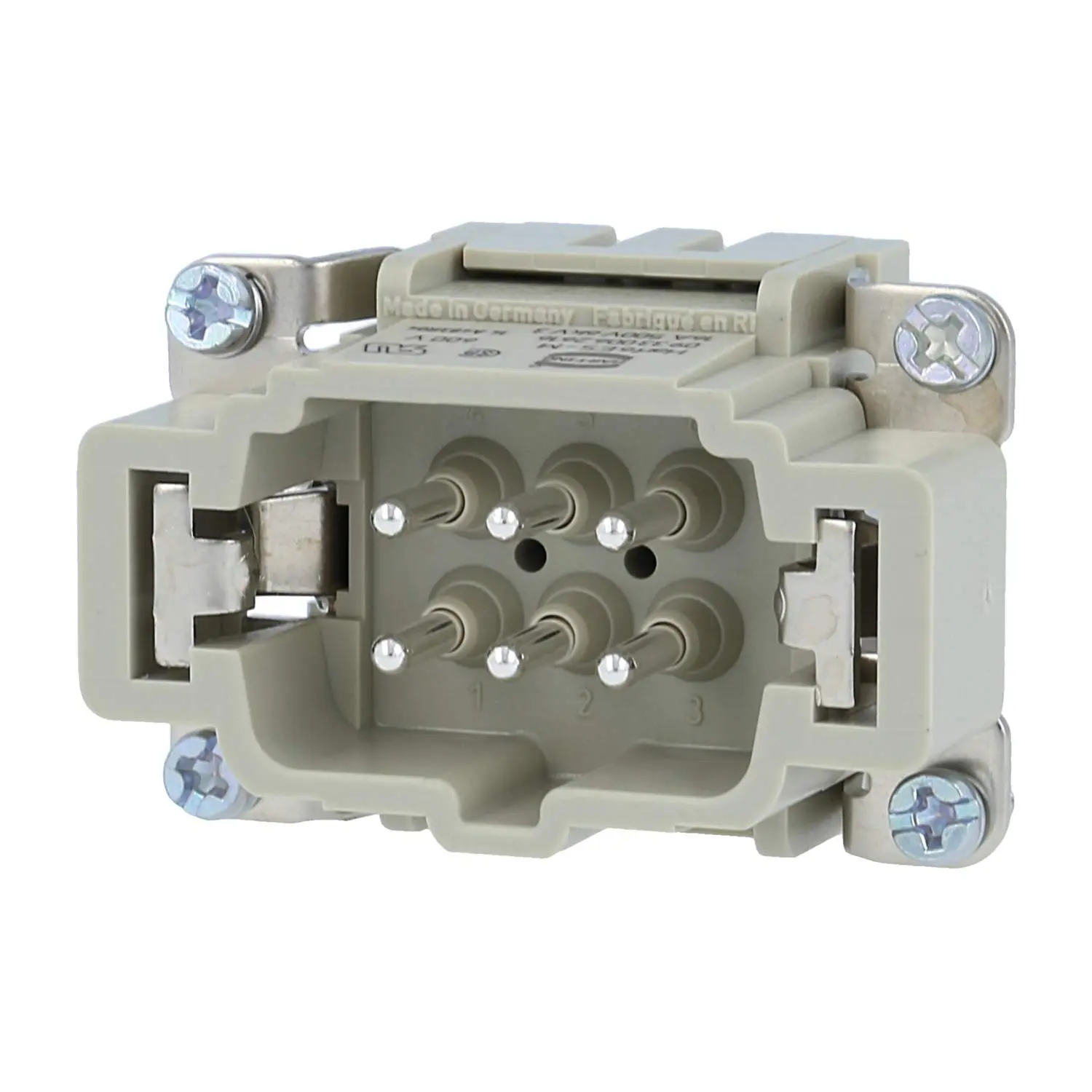 Produktfoto 1 von 09330062616 HARTING Han 6ES Stifteinsatz (M) Käfigzugfederanschluss, 6-polig+PE 500V, 16A
