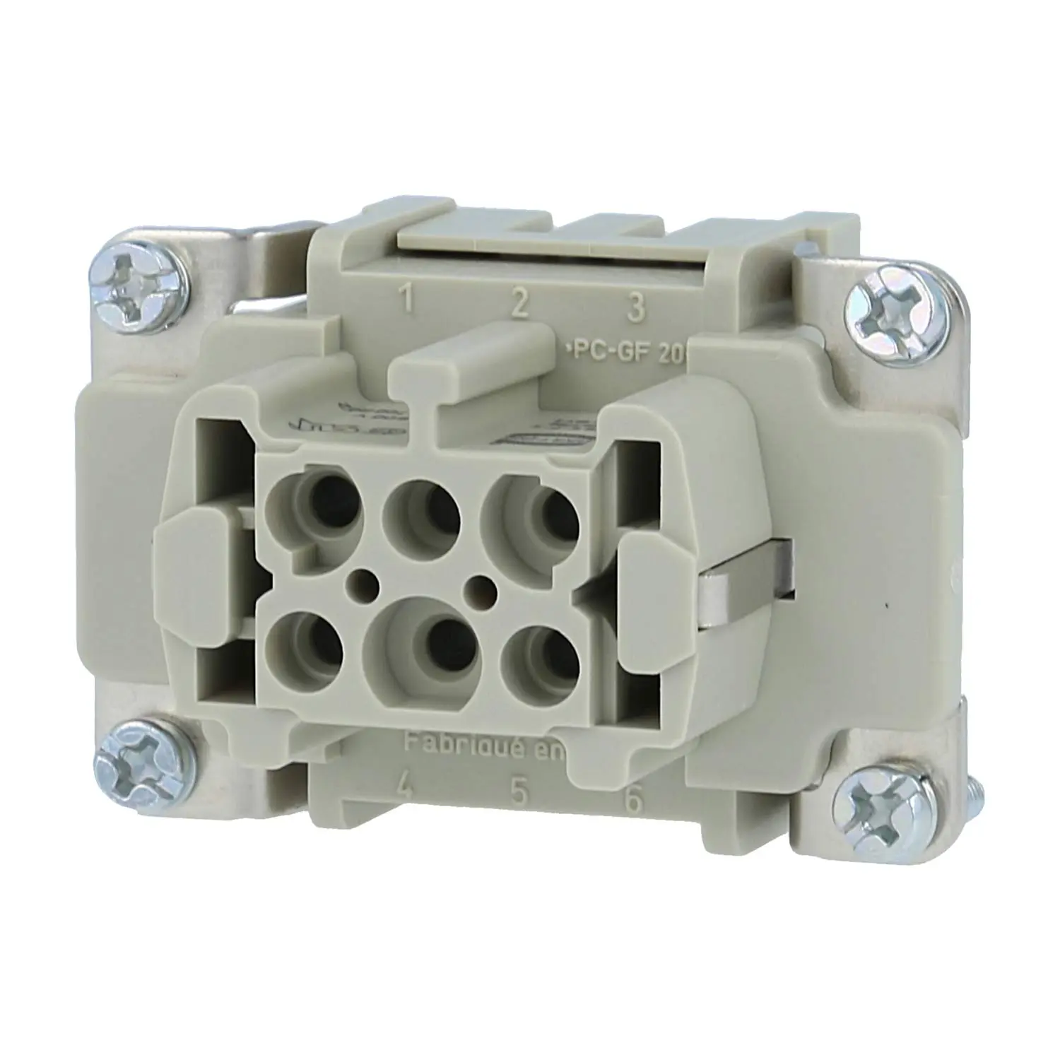 Produktfoto 1 von 09330062702 HARTING Han 6E Buchseneinsatz (F) Crimpanschluss, 6-polig+PE 500V, 16A
